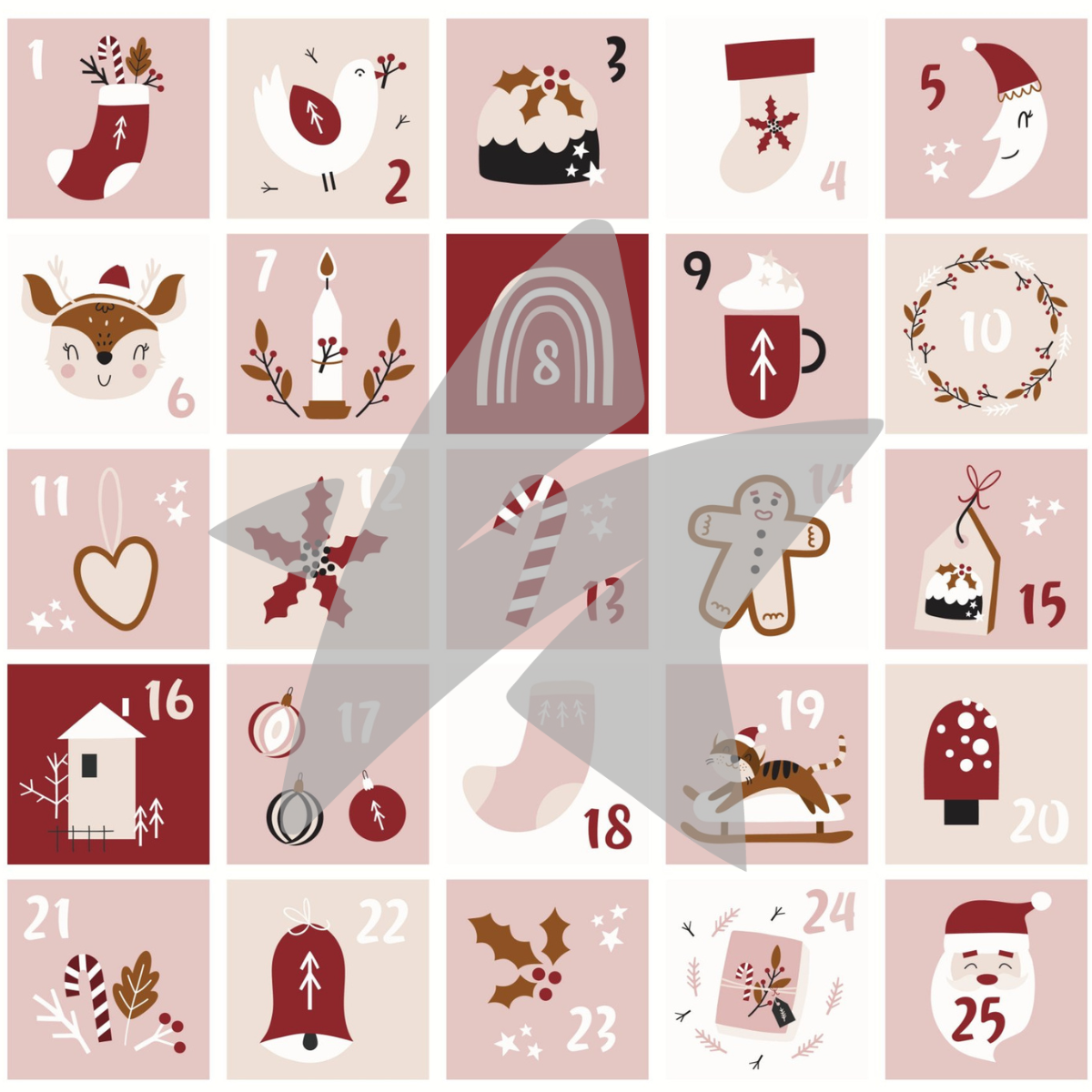 Designpapier - Designline - Adventskalender - Rosa