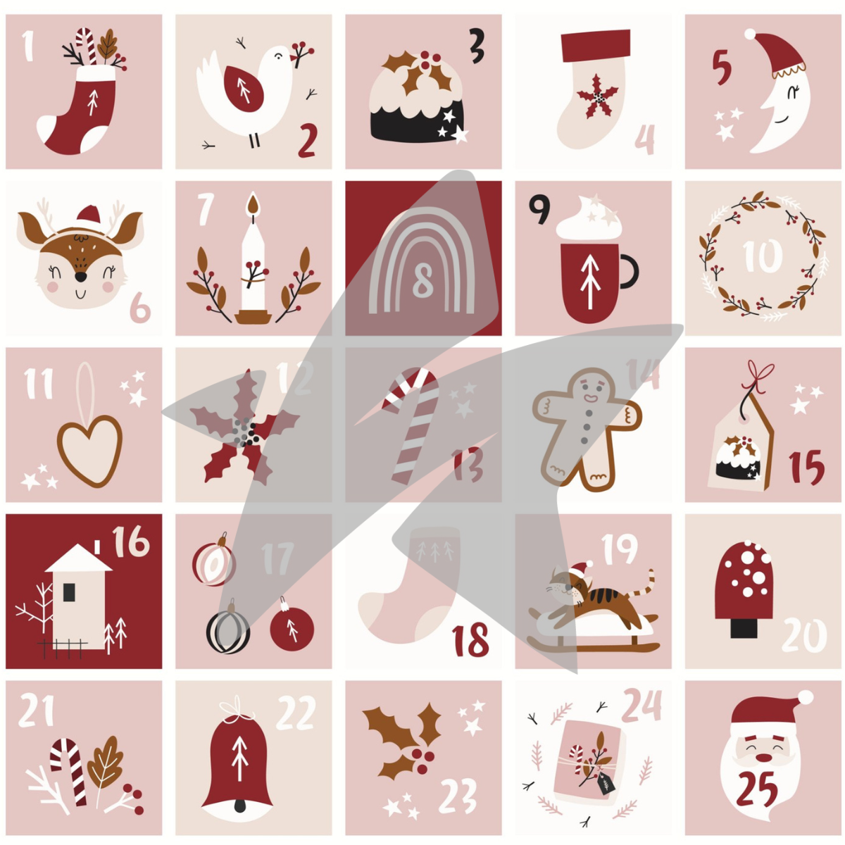 CD-DP-720-Designline-Adventskalender-Rosa Papier à dessin - Designline - Calendrier de l'Avent - Rose
