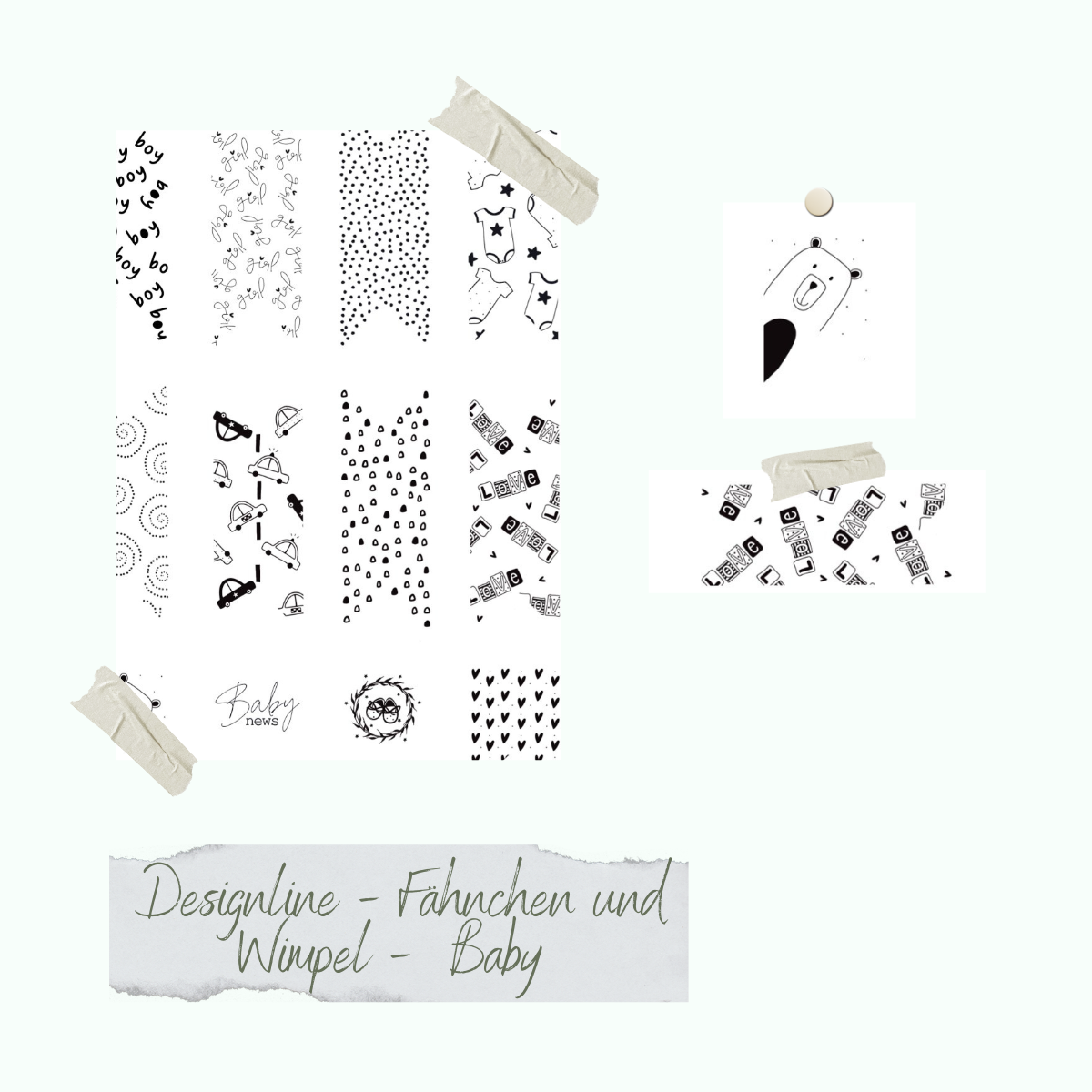 Set de tampons - Designline - Fähnchen und Wimpel - Baby