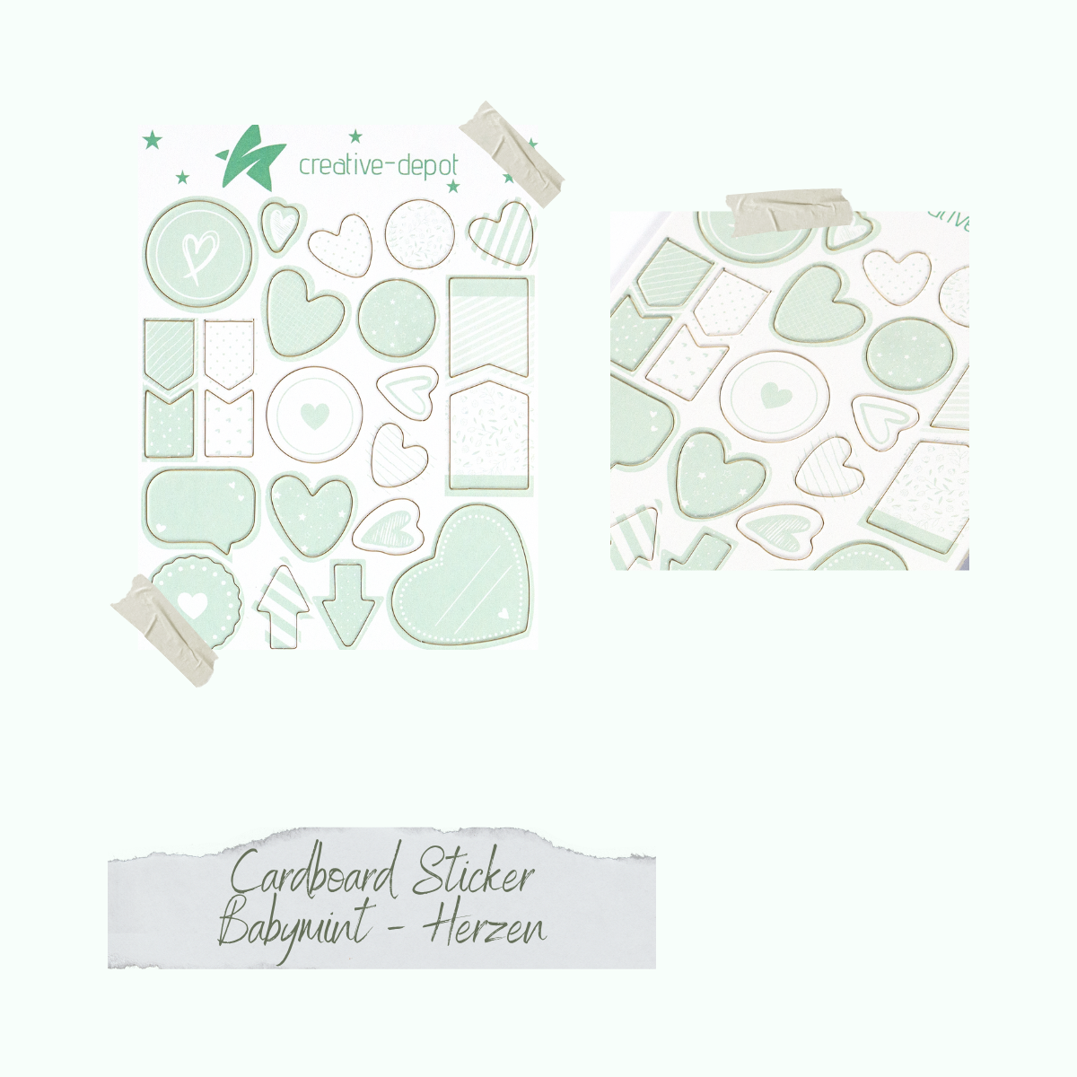 Cardboard Sticker - Babymint - Herzen