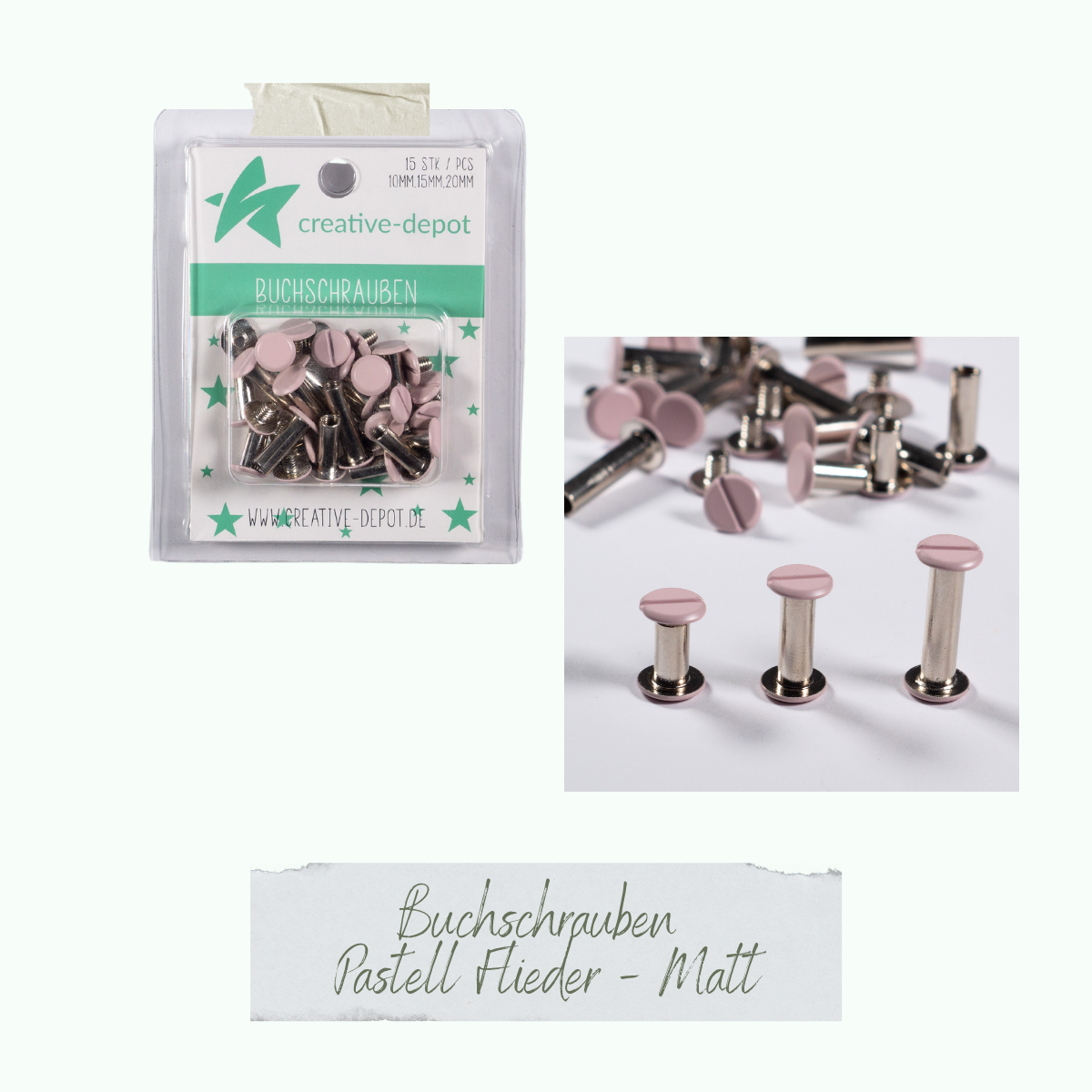 Buchschrauben - Pastell Flieder - Matt - 15 Stück Buchschrauben - Pastell Flieder - Matt - 15 Stück