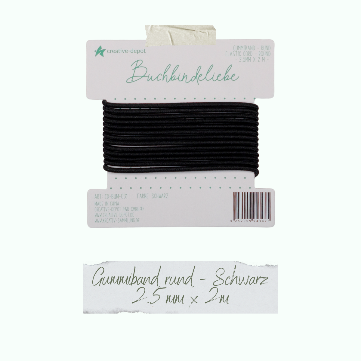 CD-BUM-031_Gummiband-rund-Schwarz Buchbindeliebe - Gummiband - Schwarz - rund