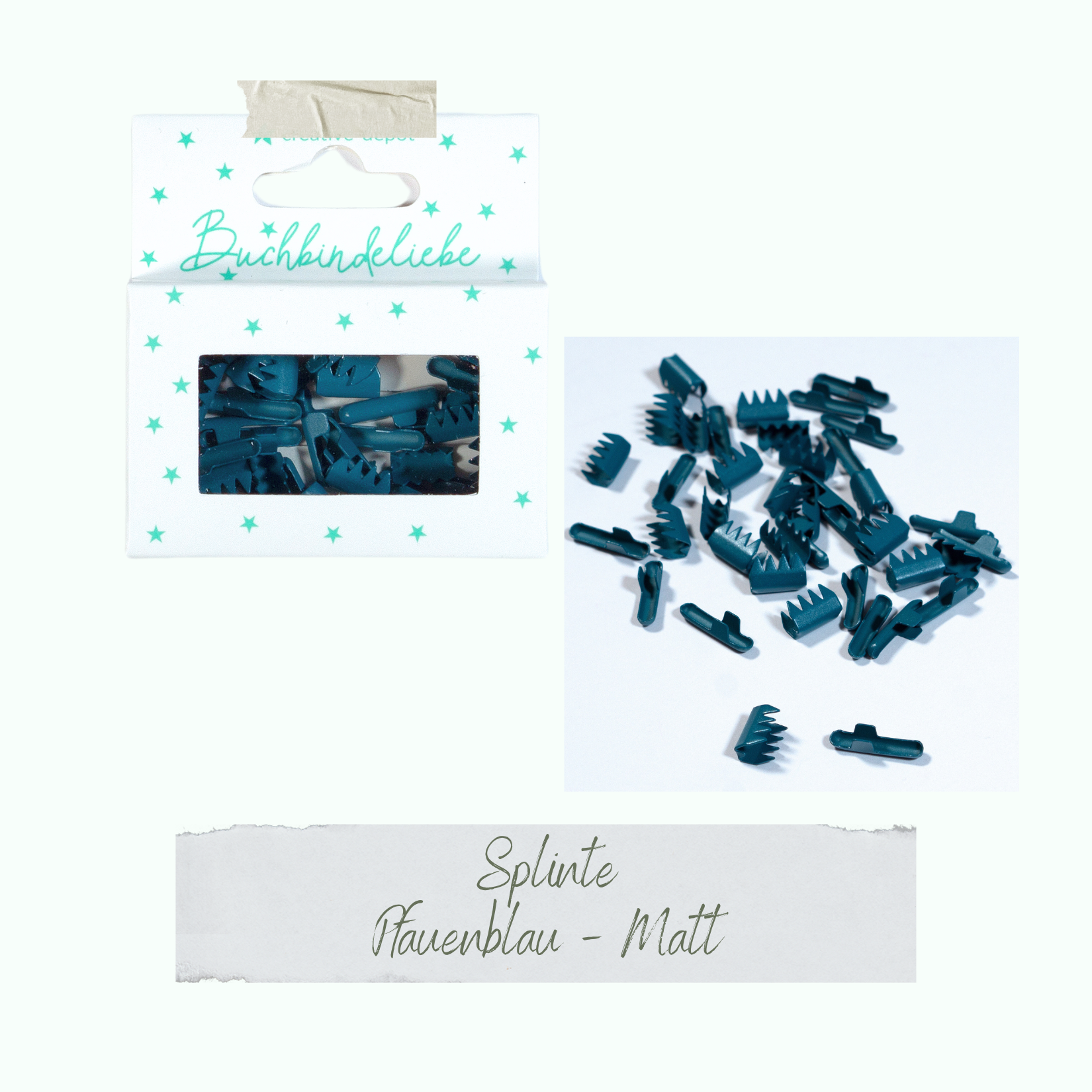 Splinte - Pfauenblau - Matt - Buchbindeliebe - 40 Stück Splinte - Pfauenblau - Matt - Buchbindeliebe - 40 Stück