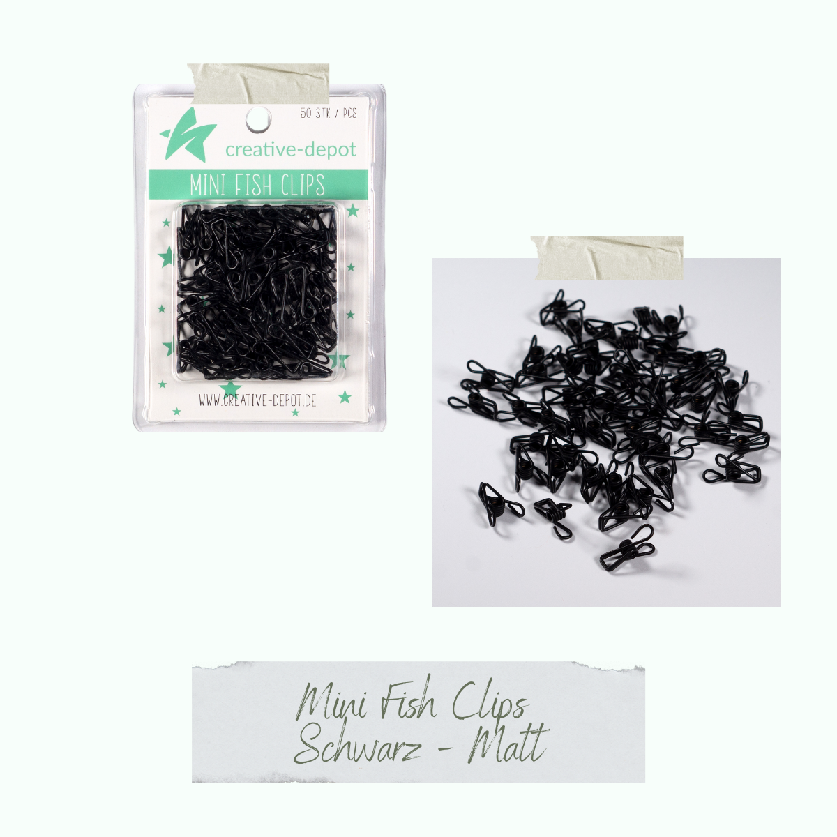 Mini Fish Clip - Schwarz - Matt - 50 Stück  Mini Fish Clip - Schwarz - Matt - 50 Stück