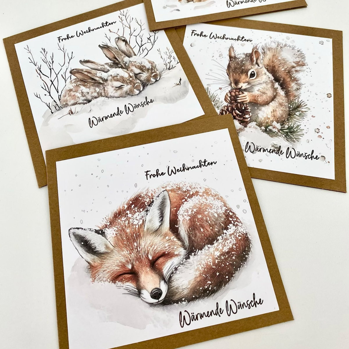 Designpapier - Großer Kartenaufleger - Wintertiere