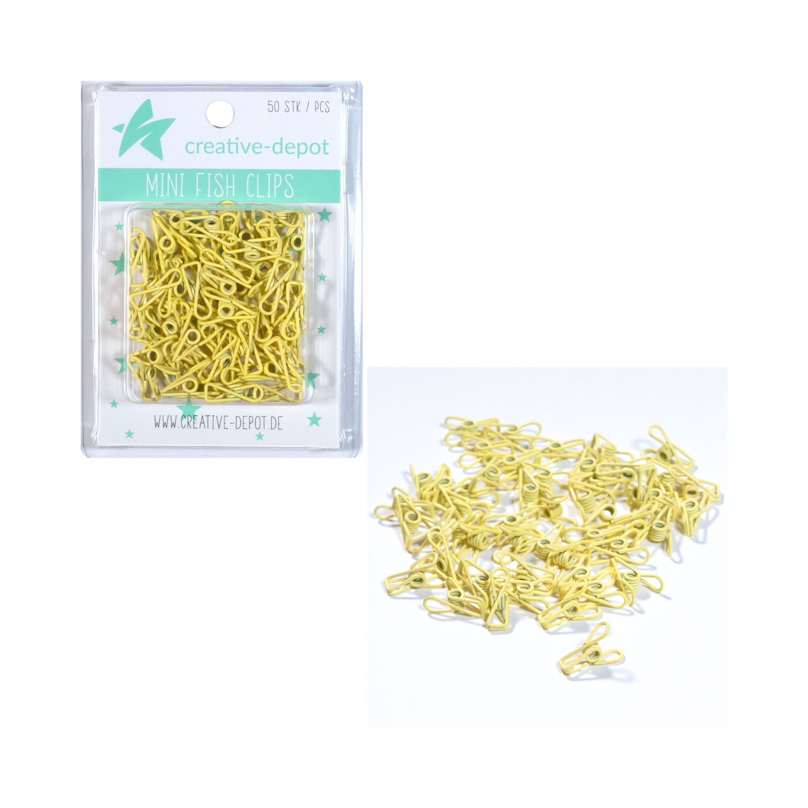 Mini Fish Clip - Babygelb - Matt - 50 Stück