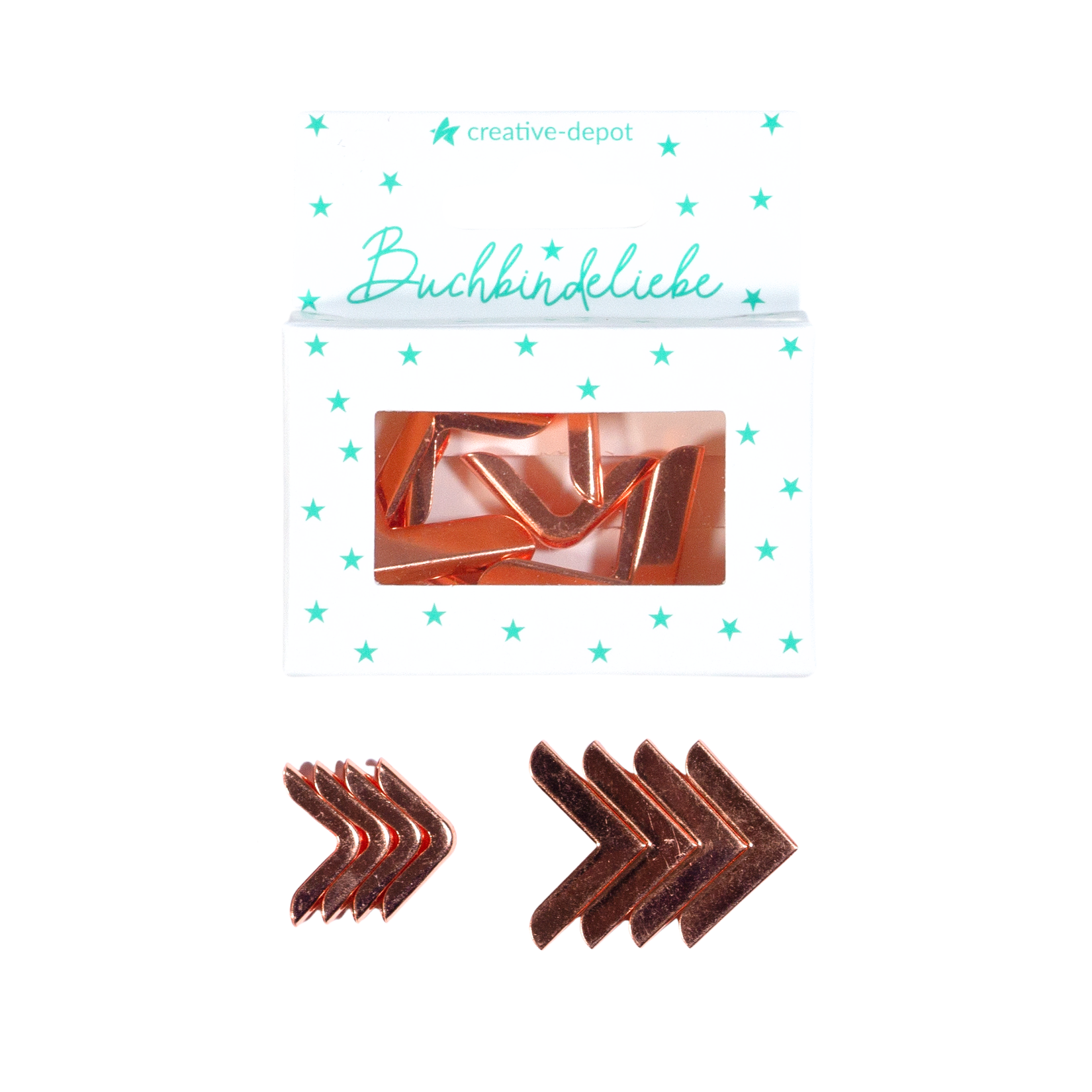 Buchecken - Rosegold - Buchbindeliebe - 8 Stück