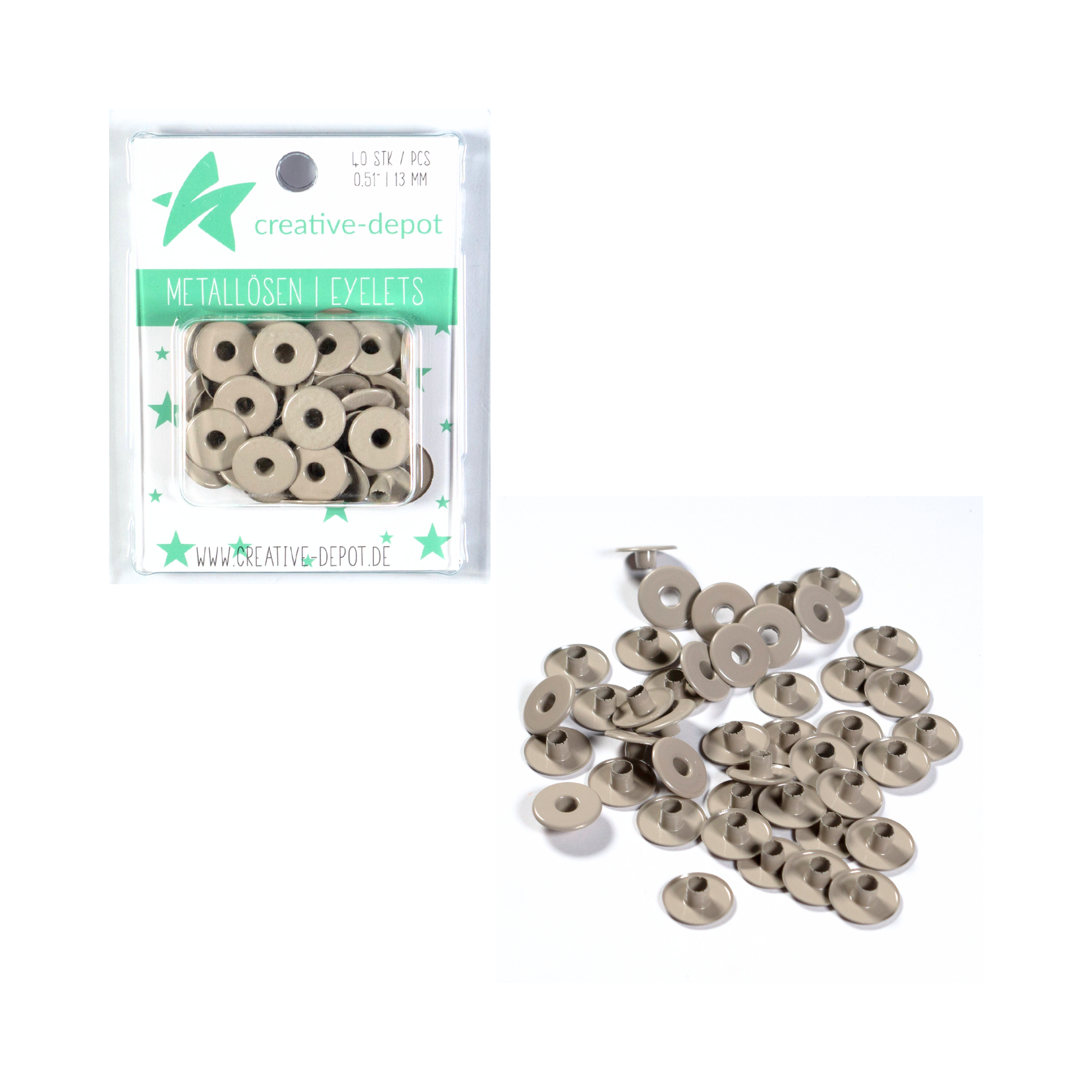 Breite Eyelets - Taupe - 13 mm