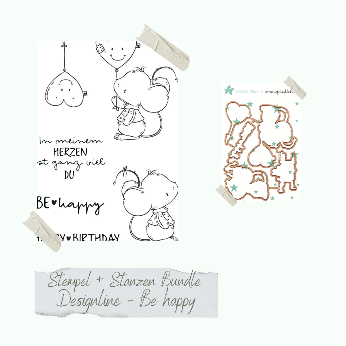 Bundle - Designline - Be happy - Stempelset & Stanzen