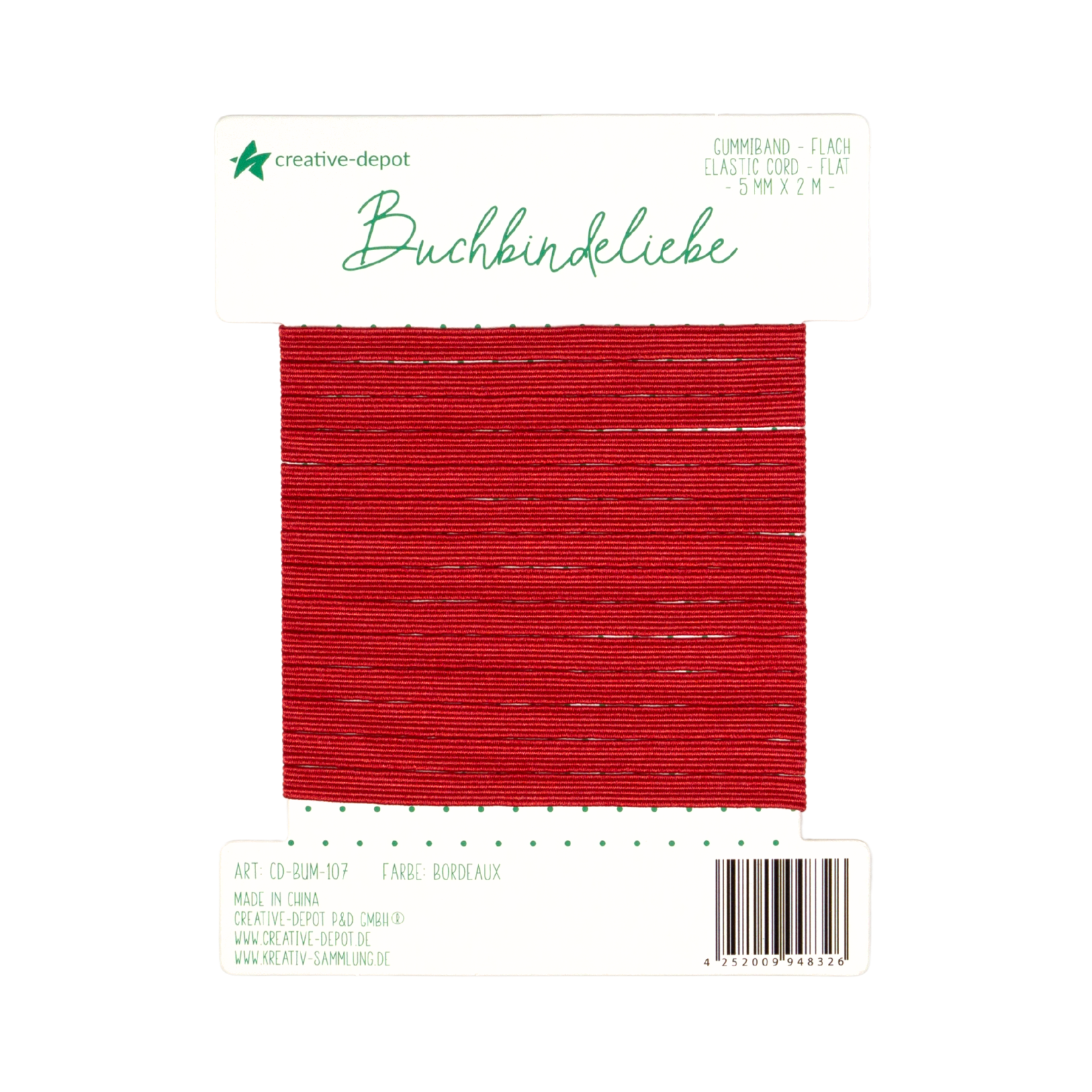 Gummiband - Bordeaux - flach - Buchbindeliebe