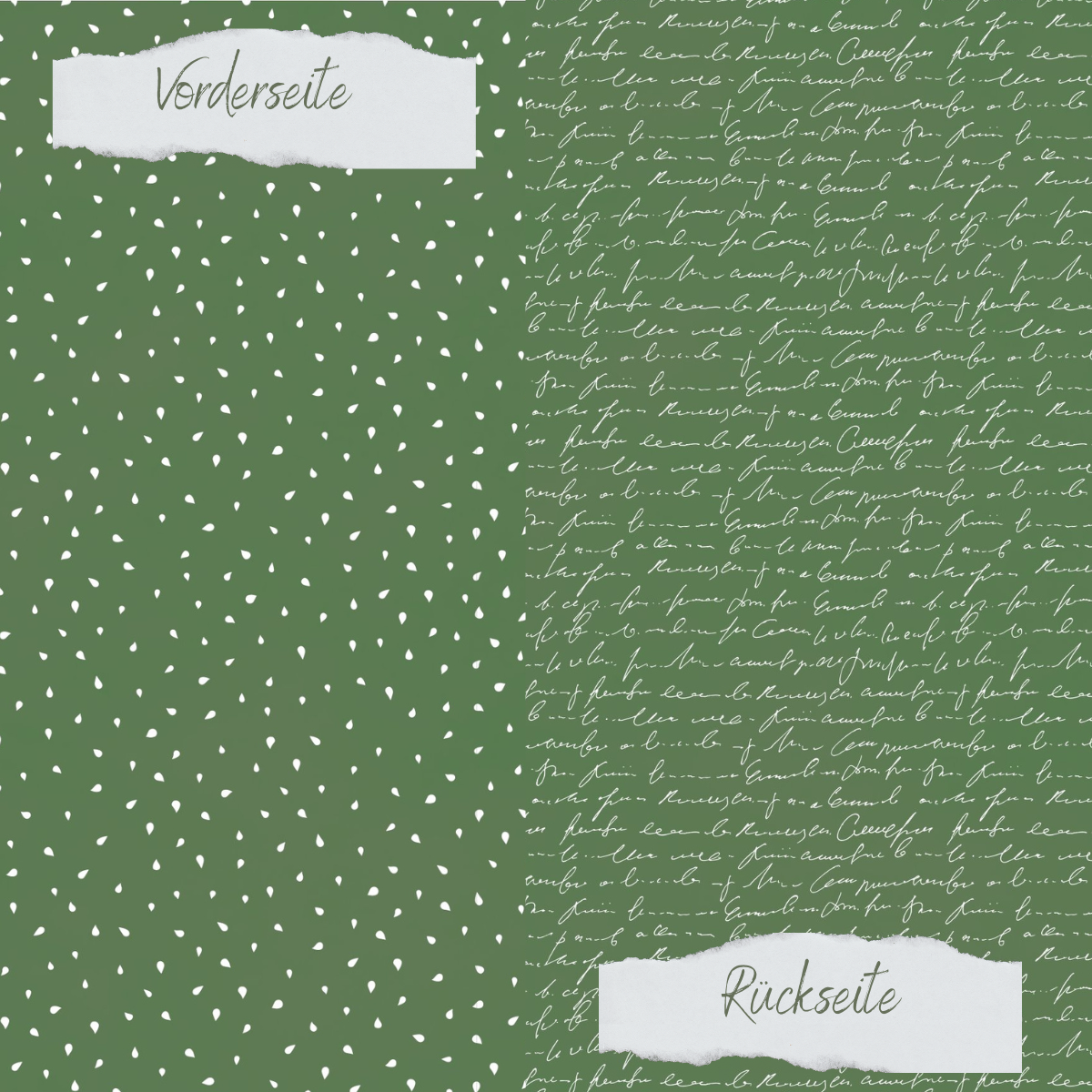 Designpapier - Basic - Olive - Apfelkernchen + Schrift - Doppelseitig bedruckt  