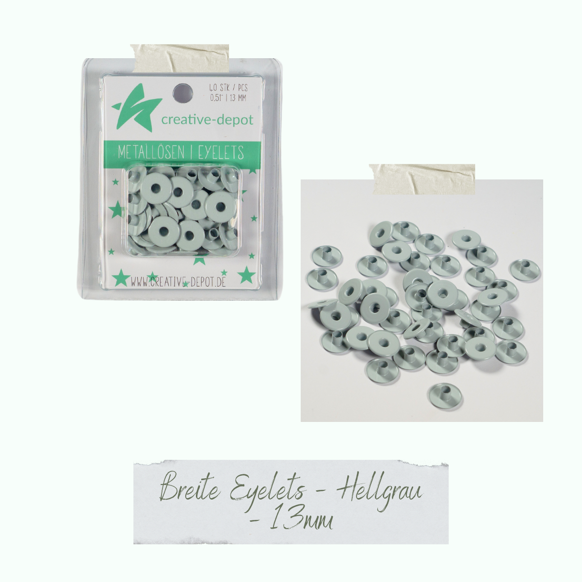 CD-EY-082_Breite-Eyelets-Hellgrau-13mm Breite Eyelets - Hellgrau - 13 mm