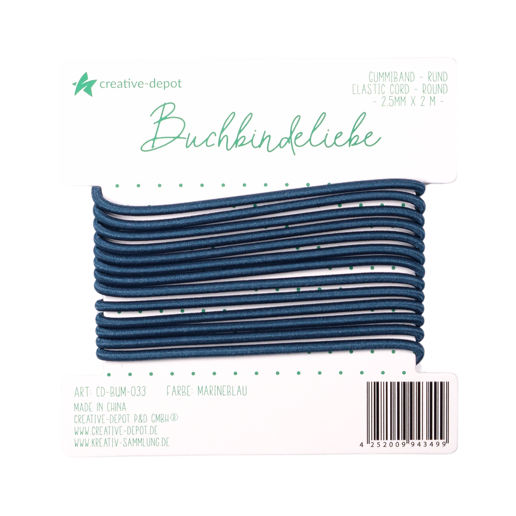 Gummiband - Marineblau - rund - Buchbindeliebe