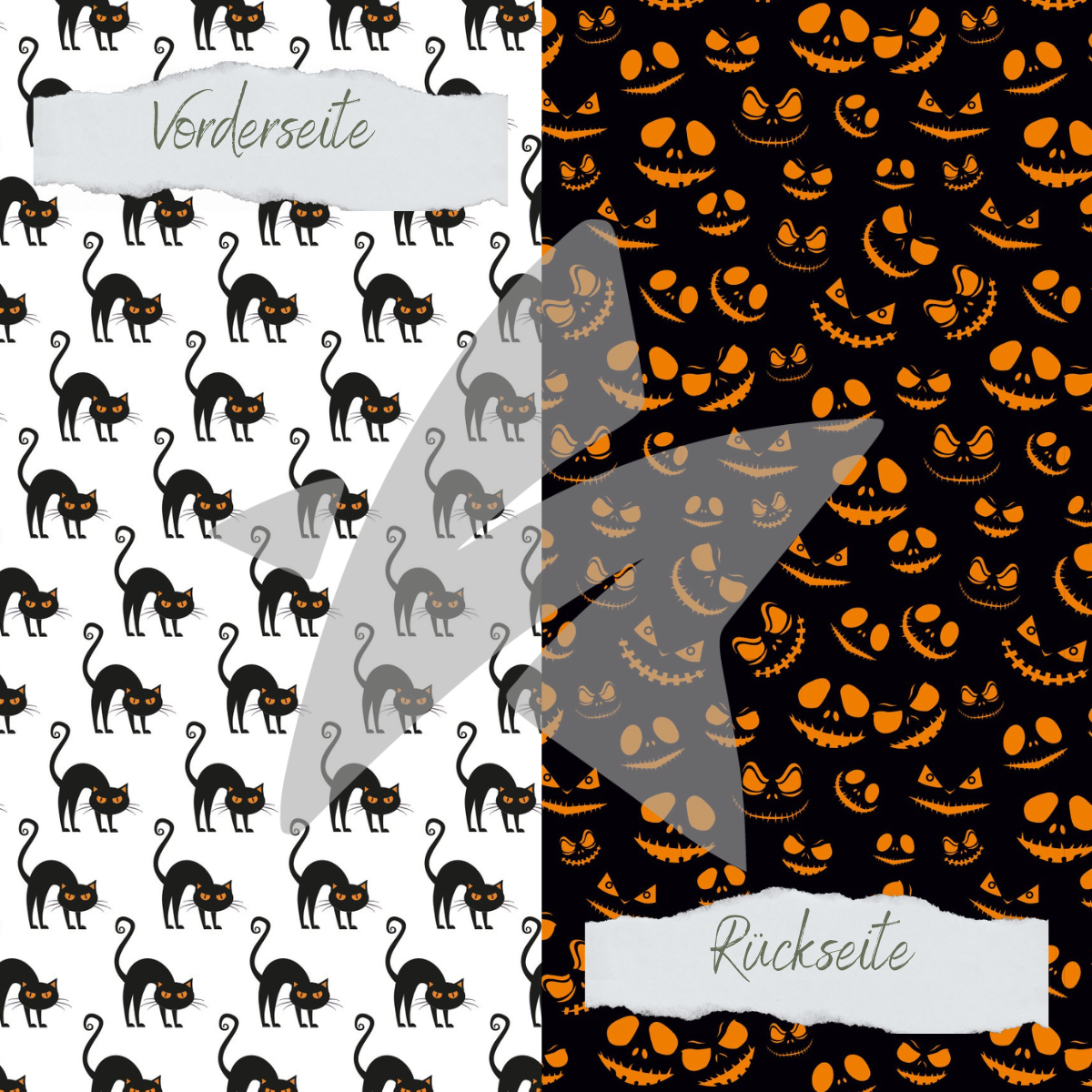 CD-DP-742 Papel de diseño - Designline - Kürbisfratzen & Schwarzer Kater - Impreso por las dos caras