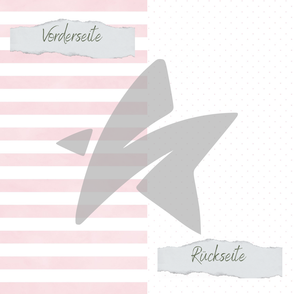 CD-BP-112 Papel de diseño - Basic - Baby Rosa - Gepunktet + Breite Streifen - Impreso por las dos caras