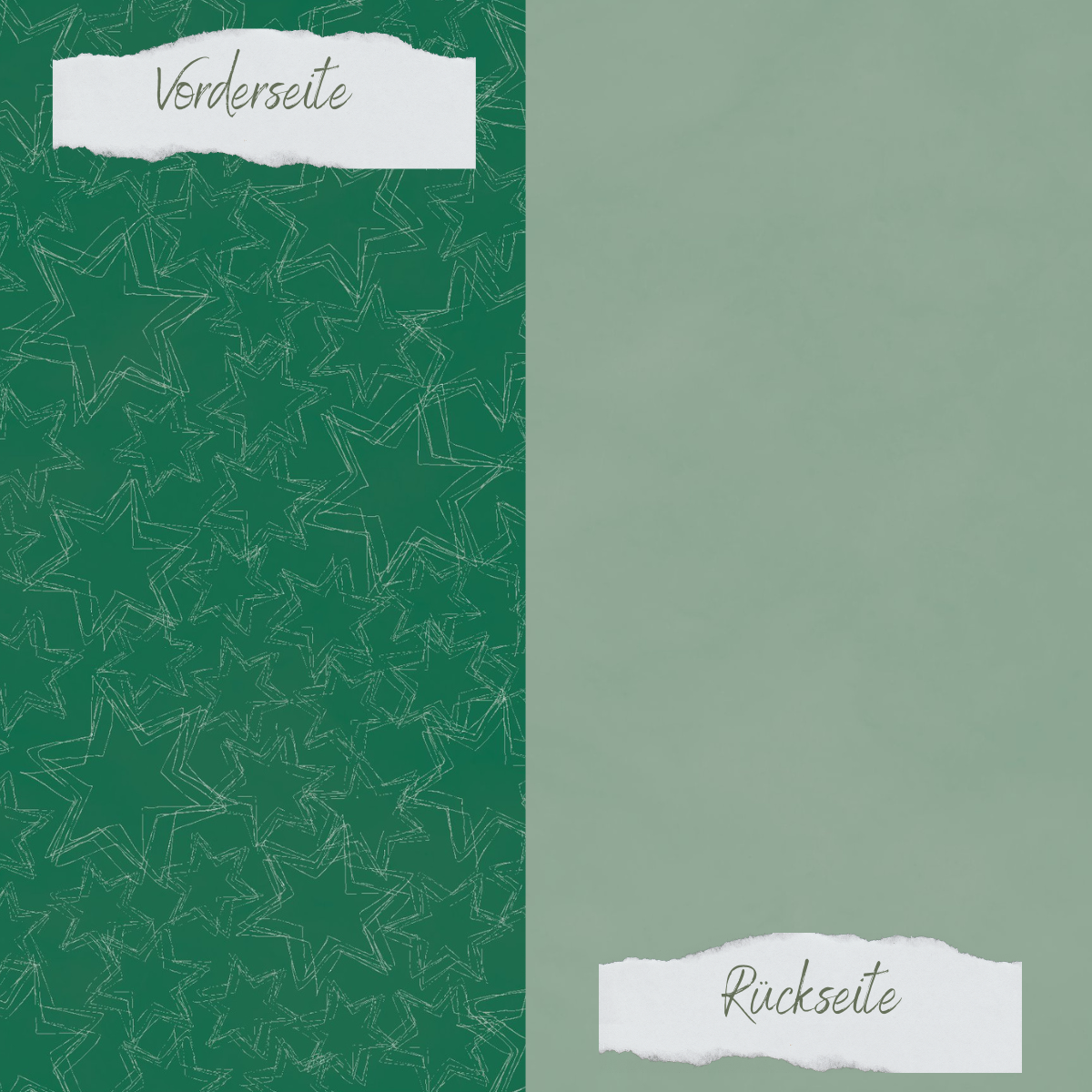 Designpapier - Basic - Tanne - Doodle Sterne + Uni hell - Doppelseitig bedruckt 