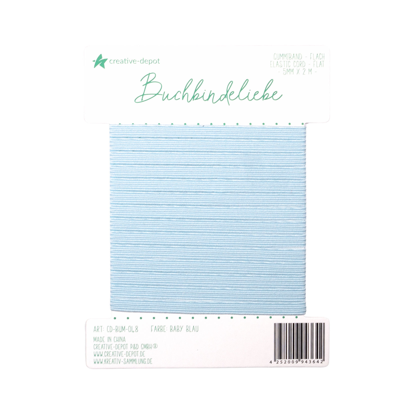 Gummiband - Baby Blau - flach - Buchbindeliebe