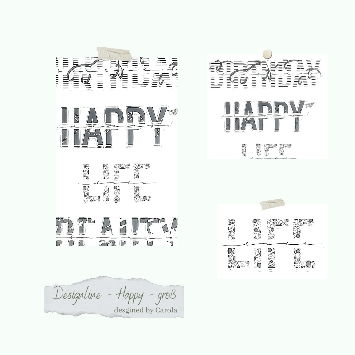 Set de tampons - Designline - Happy - groß