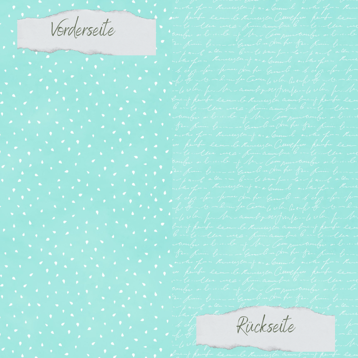Designpapier - Basic - Sommerjade - Apfelkernchen + Schrift - Doppelseitig bedruckt