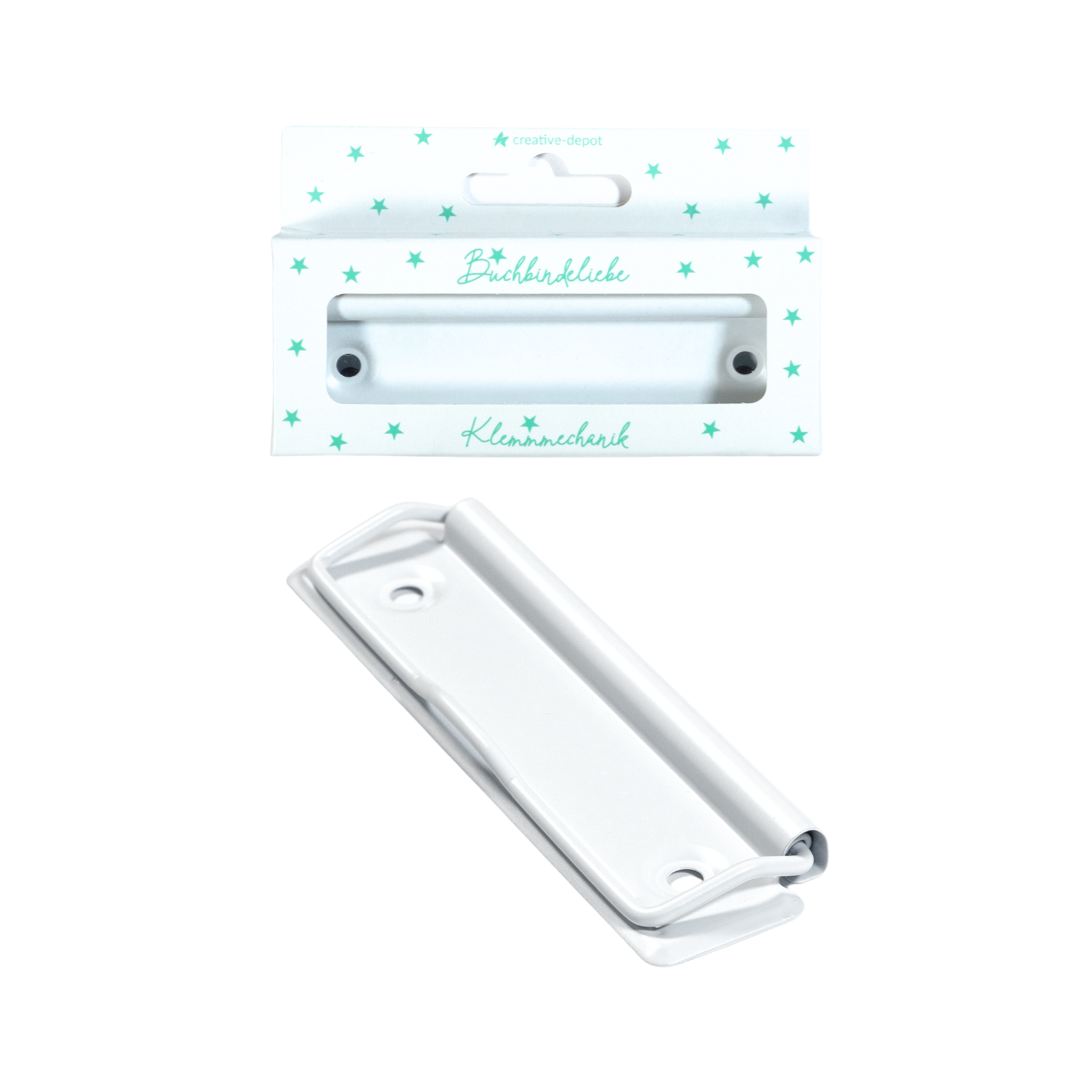 Klemmmechaniken - Weiß - Matt - Buchbindeliebe - 3 Stück inkl. Nieten