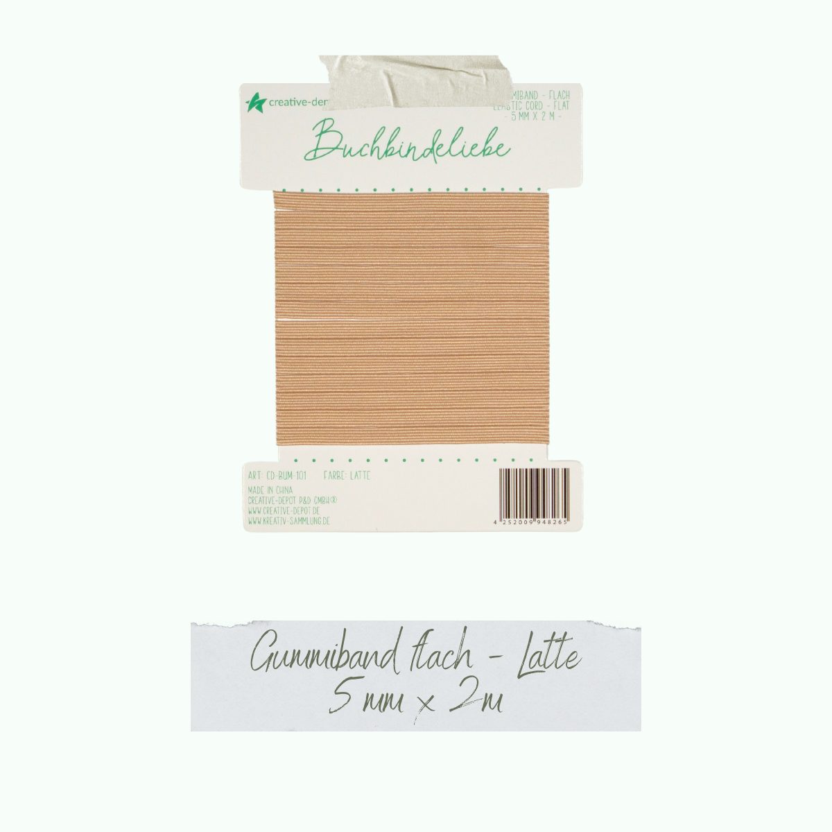 CD-BUM-101_Gummiband-flach-Latte Gummiband - Latte - flach - Buchbindeliebe