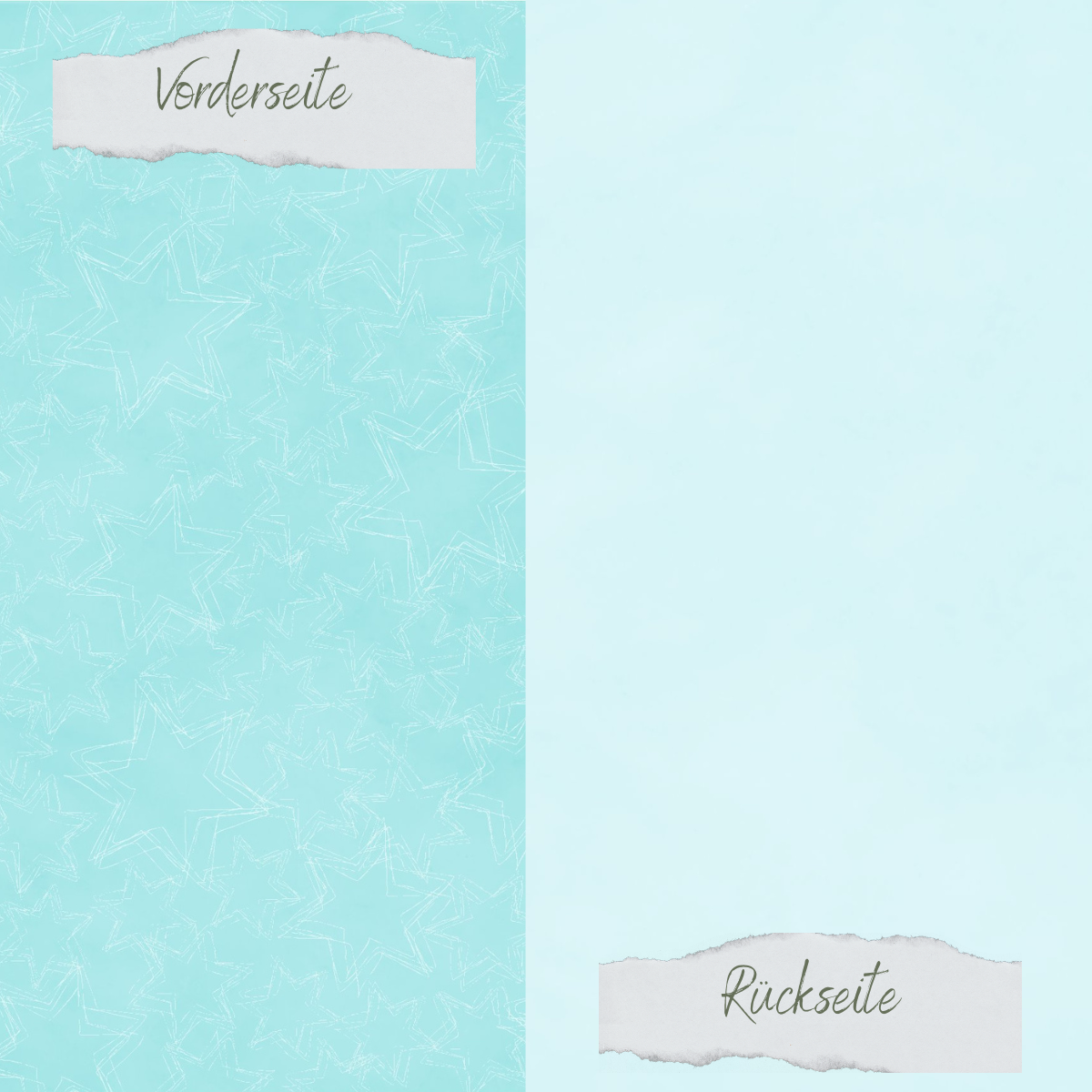Designpapier - Basic - Meermint - Doodle Sterne + Uni hell - Doppelseitig bedruckt