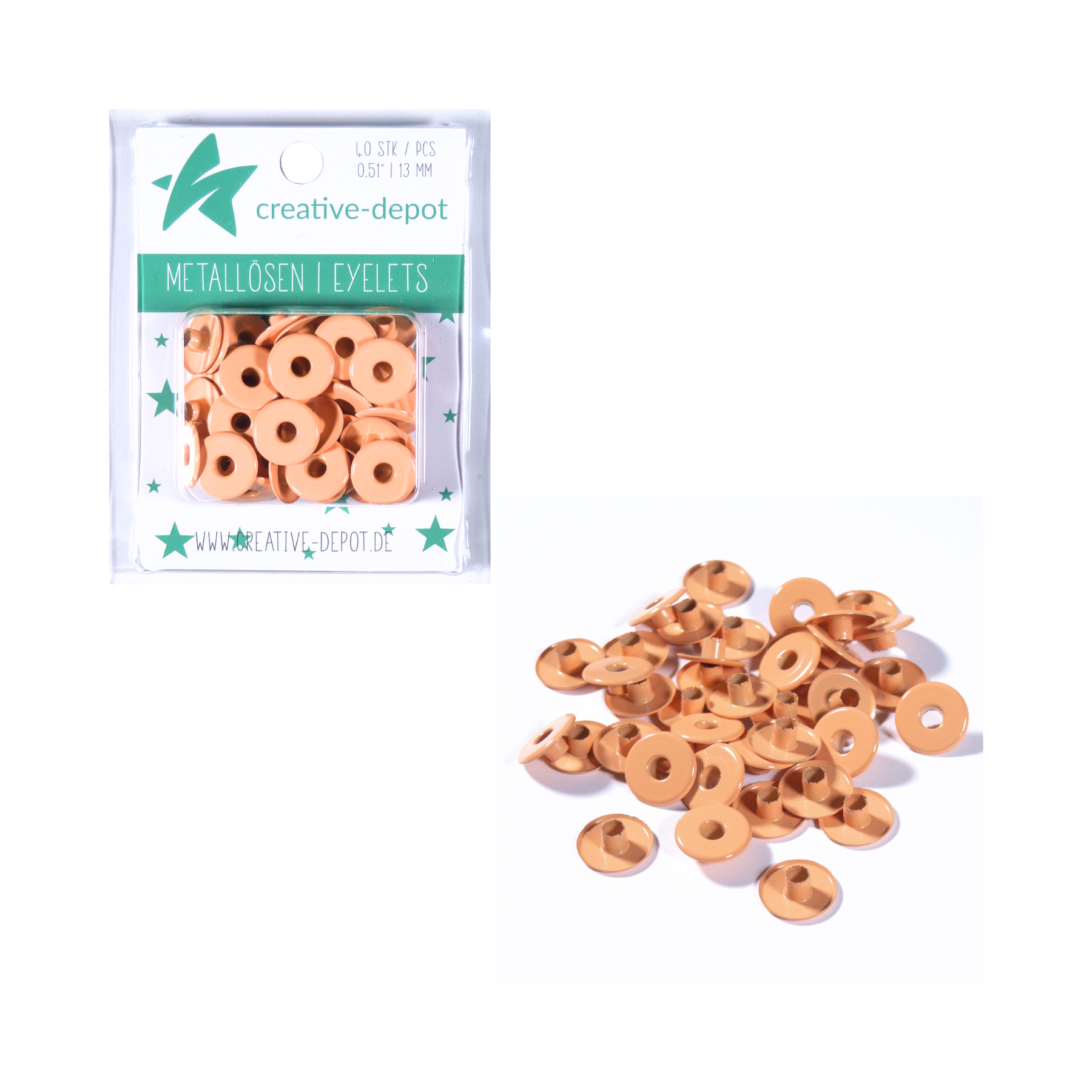 Breite Eyelets - Apricot - 13mm