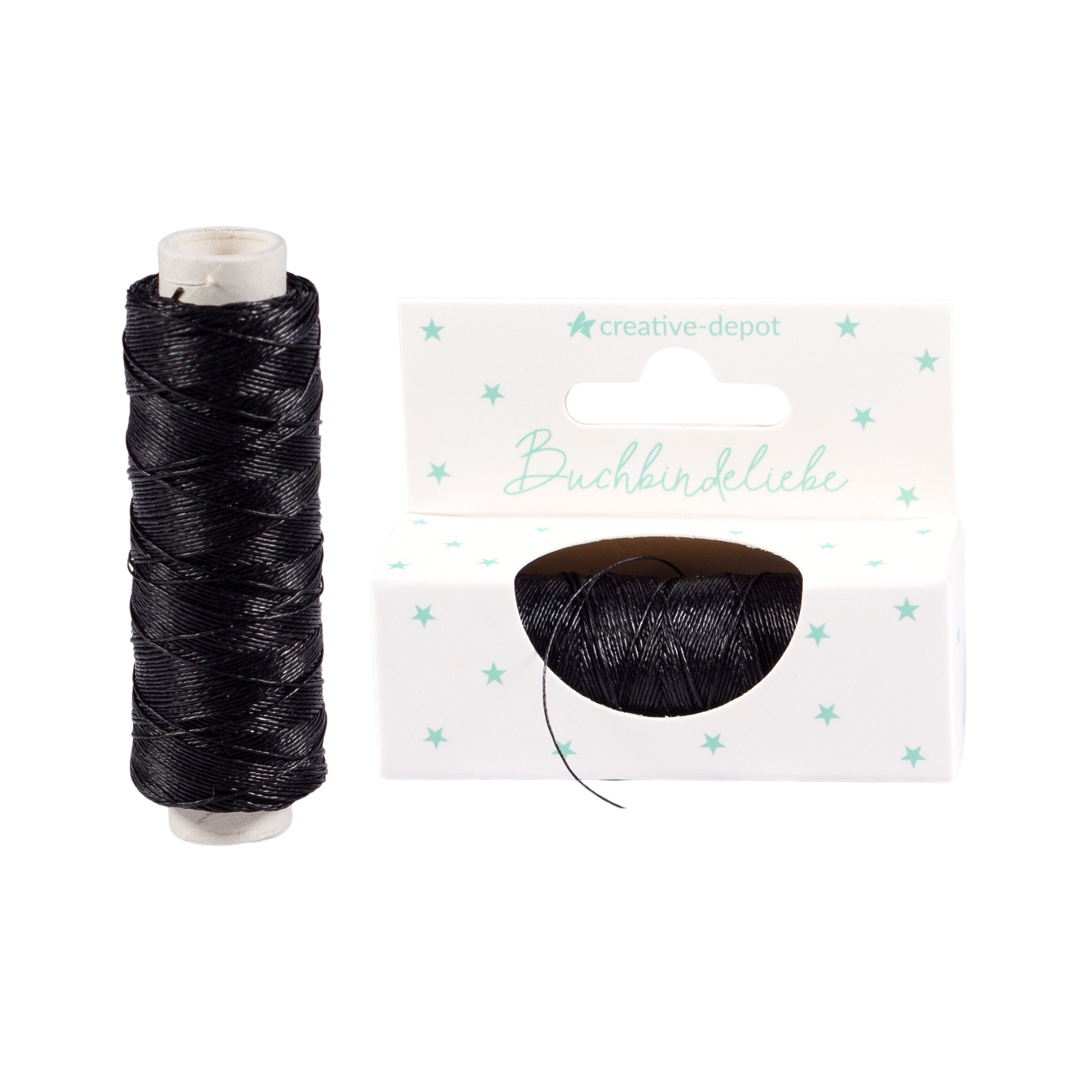 Leinenzwirn gewachst - Schwarz - Buchbindeliebe