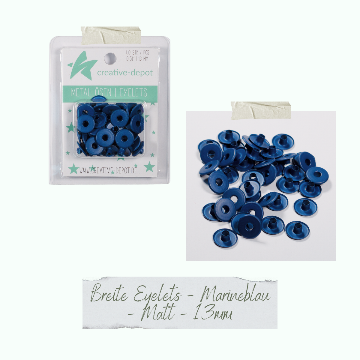 Breite Eyelets - Marineblau - Matt - 13 mm