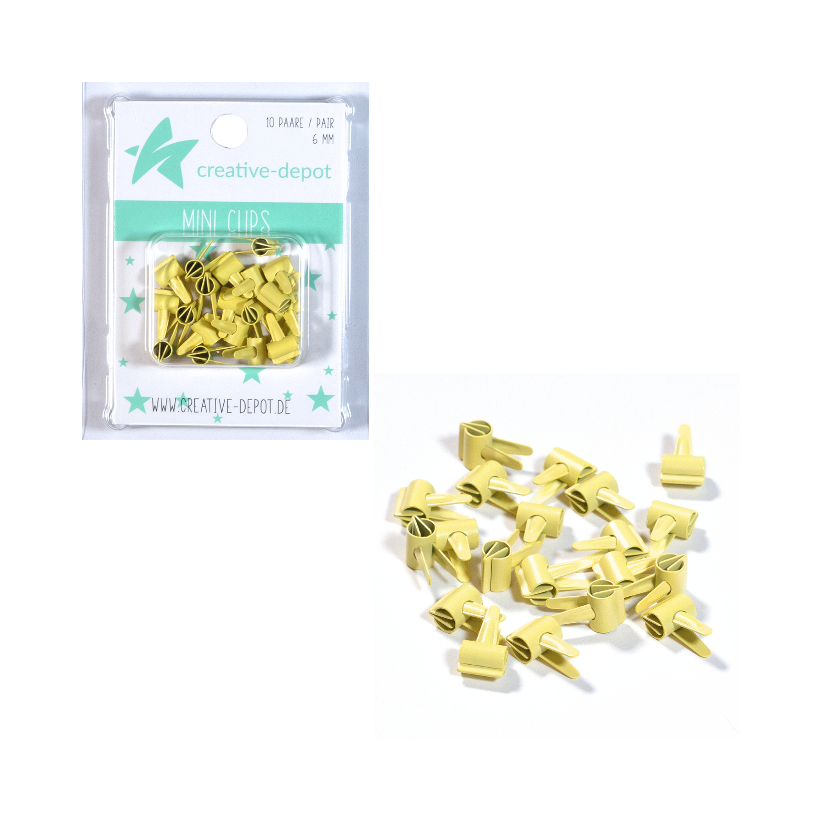 Mini Clip - Babygelb - Matt - 20 Stück