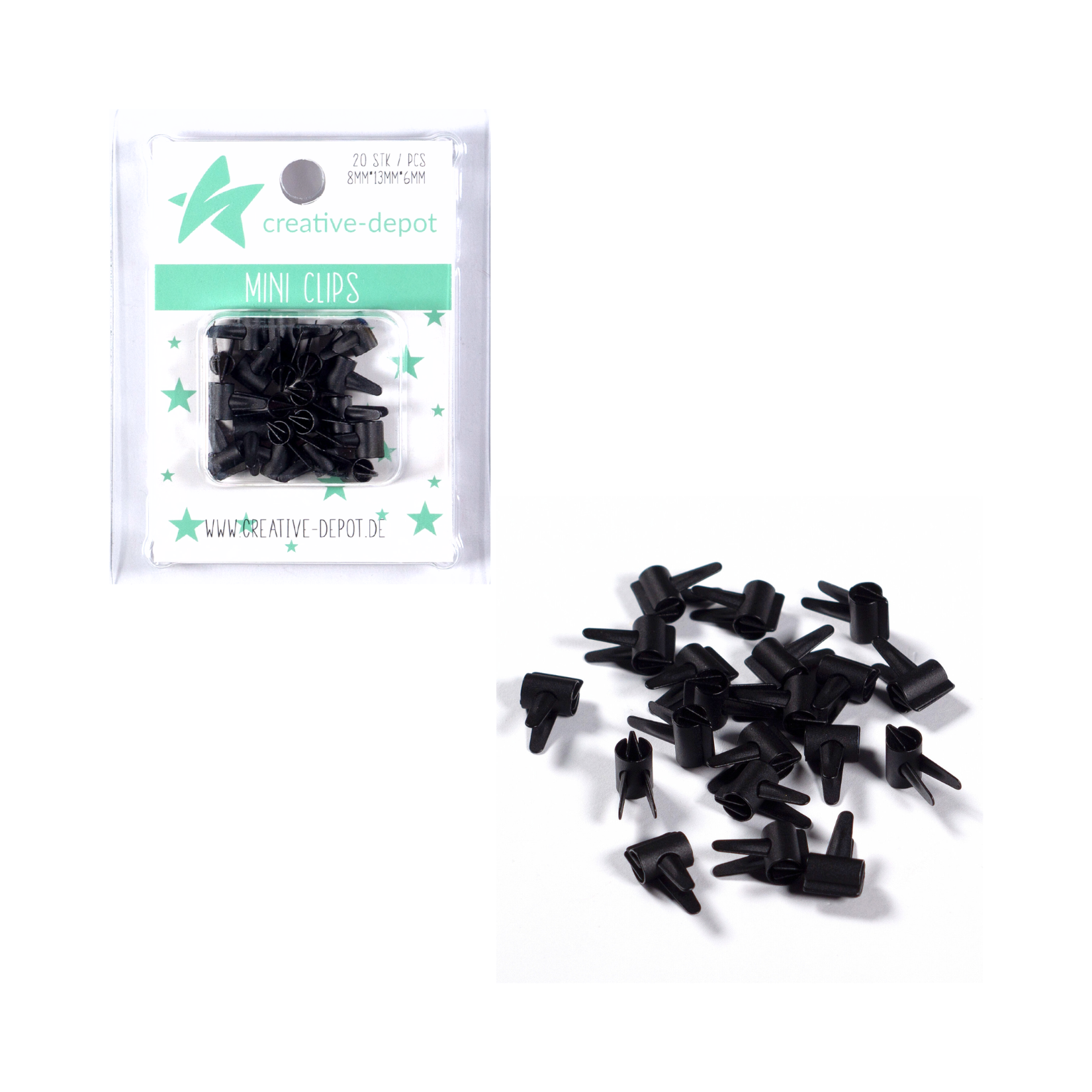 Mini Clip - Schwarz - Matt - 20 Stück