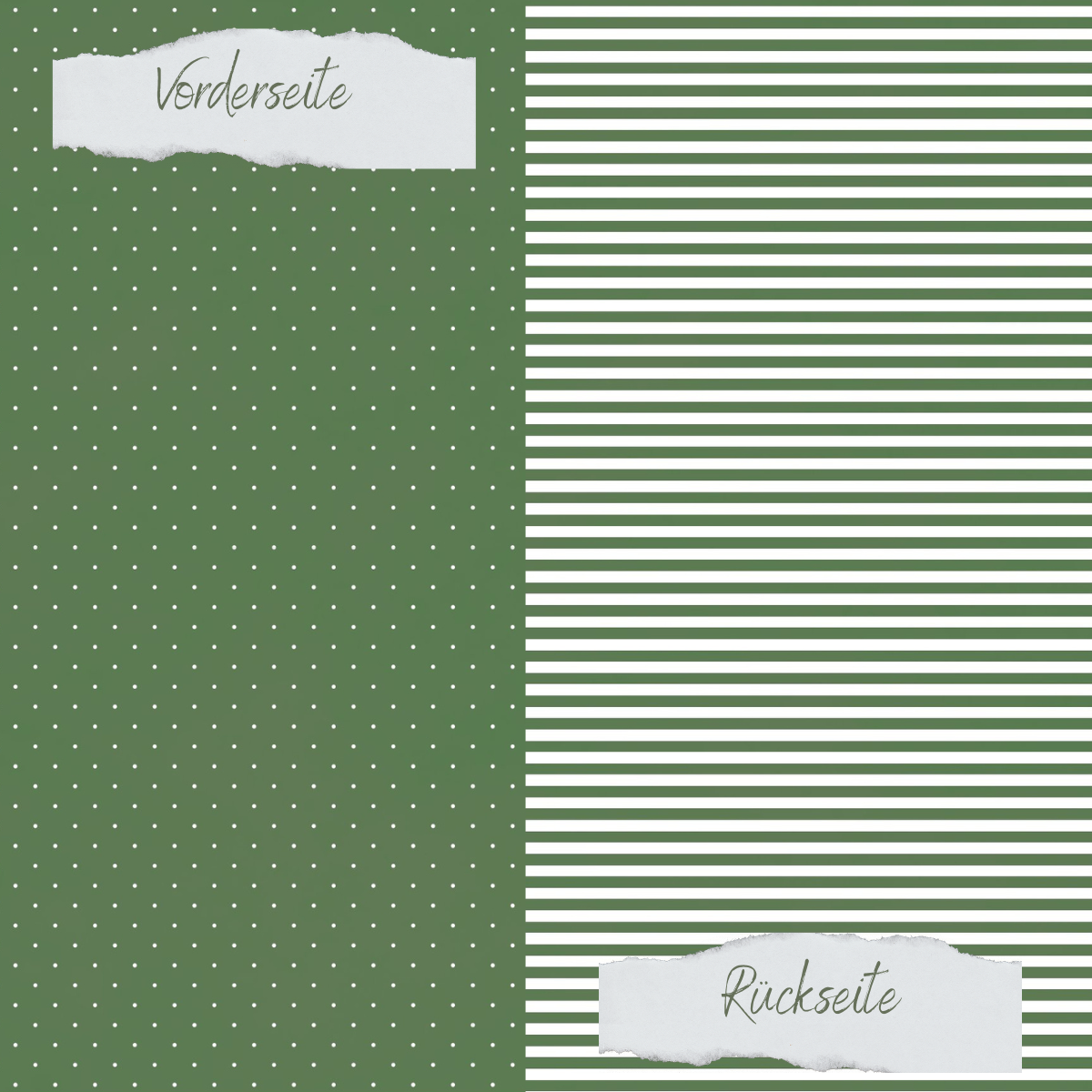 Designpapier - Basic - Olive - Mini Pünktchen + Schmale Streifen - Doppelseitig bedruckt   