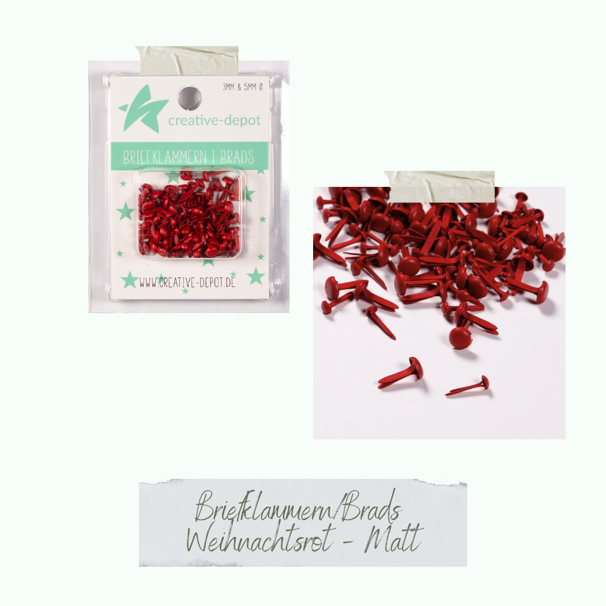 Brads - Weihnachtsrot - Matt - 100 Stück Brads - Weihnachtsrot - Matt - 100 Stück