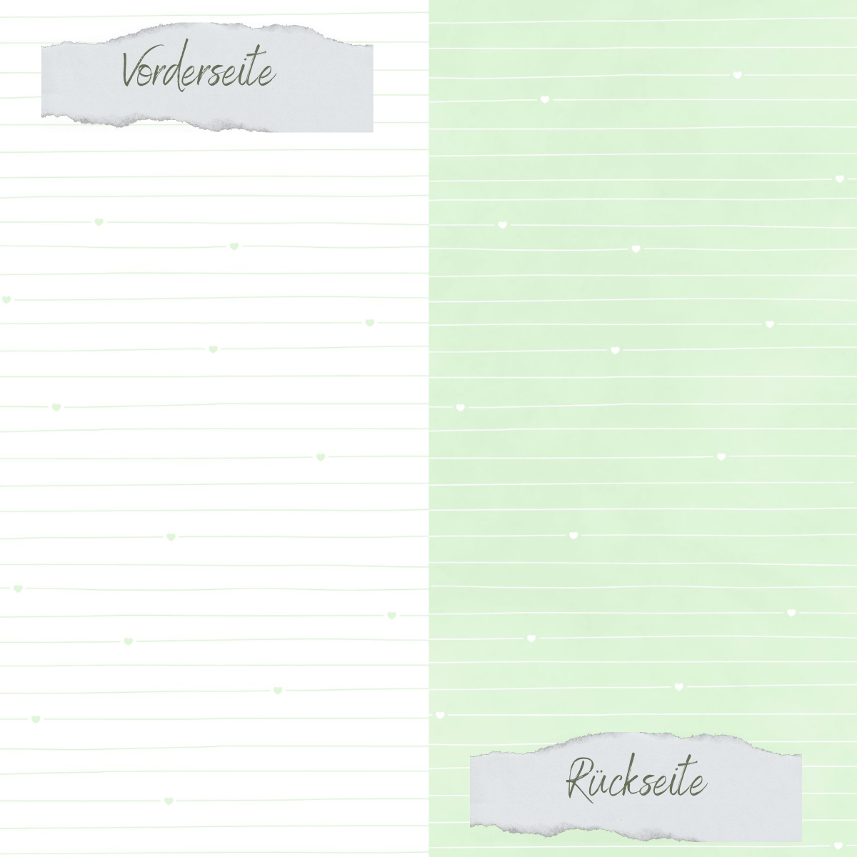 Designpapier - Basic - Seeglas- Doodle Linien mit Herzchen - Doppelseitig bedruckt