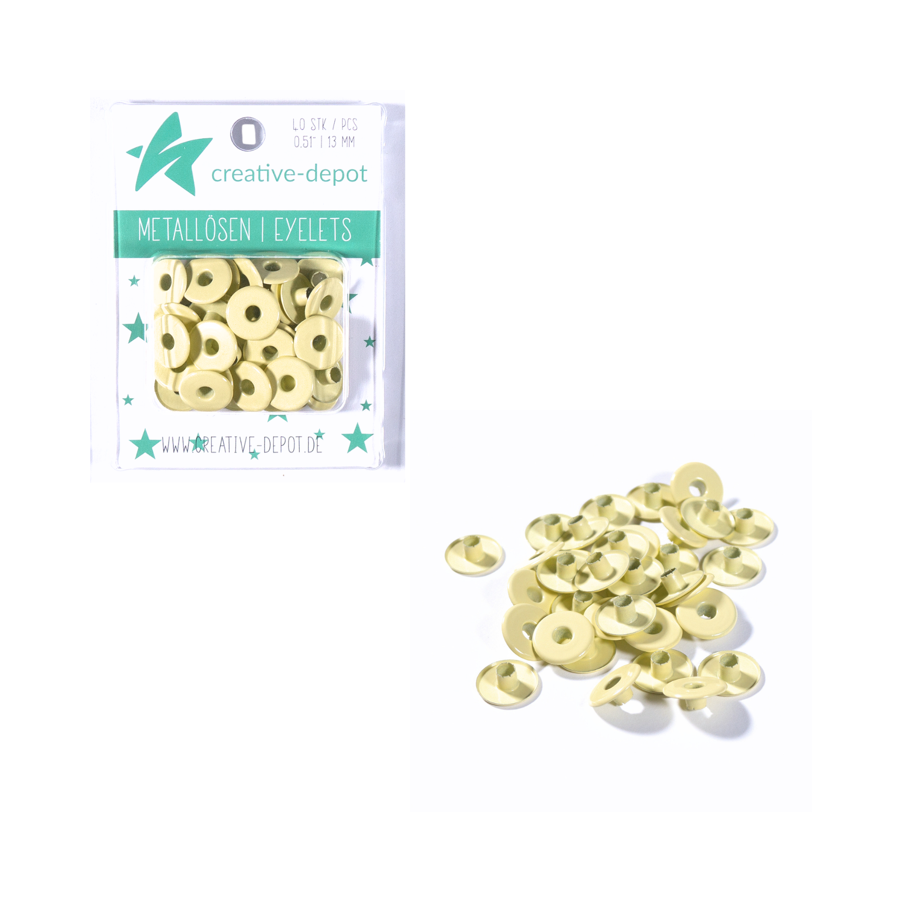 Oeillets larges - jaune pastel - 13 mm