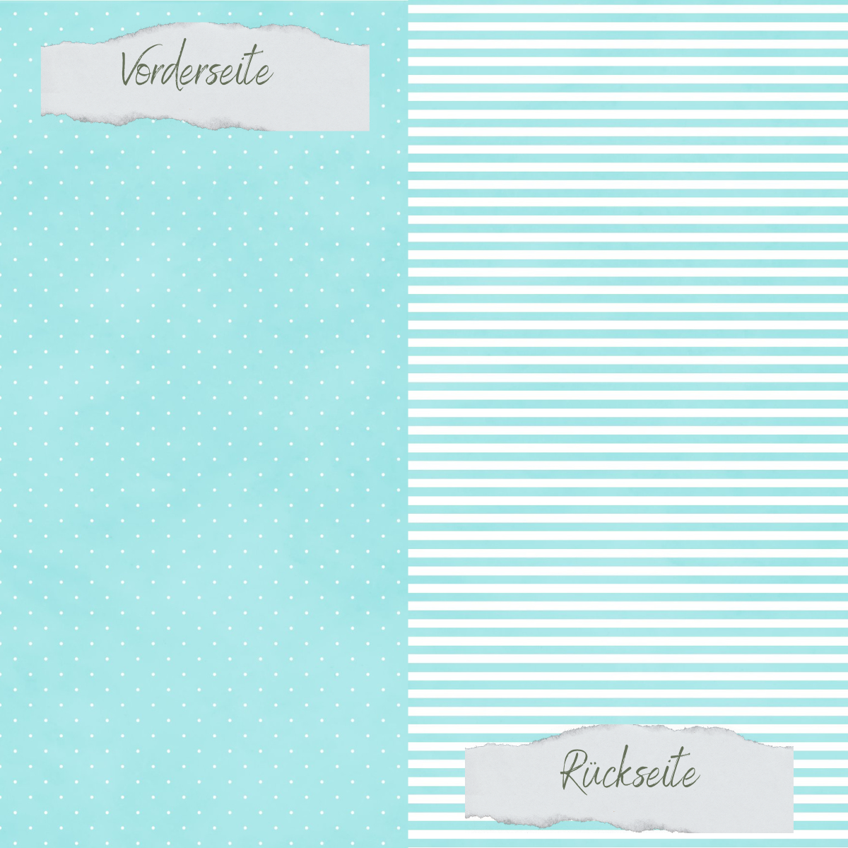 Designpapier - Basic - Meermint - Mini Pünktchen + Schmale Streifen - Doppelseitig bedruckt