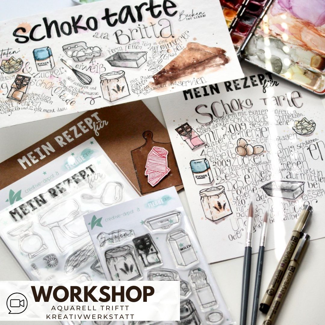 Zoom Workshop Aquarell trifft Kreativwerkstatt - Rezeptposter am 09.09.2026