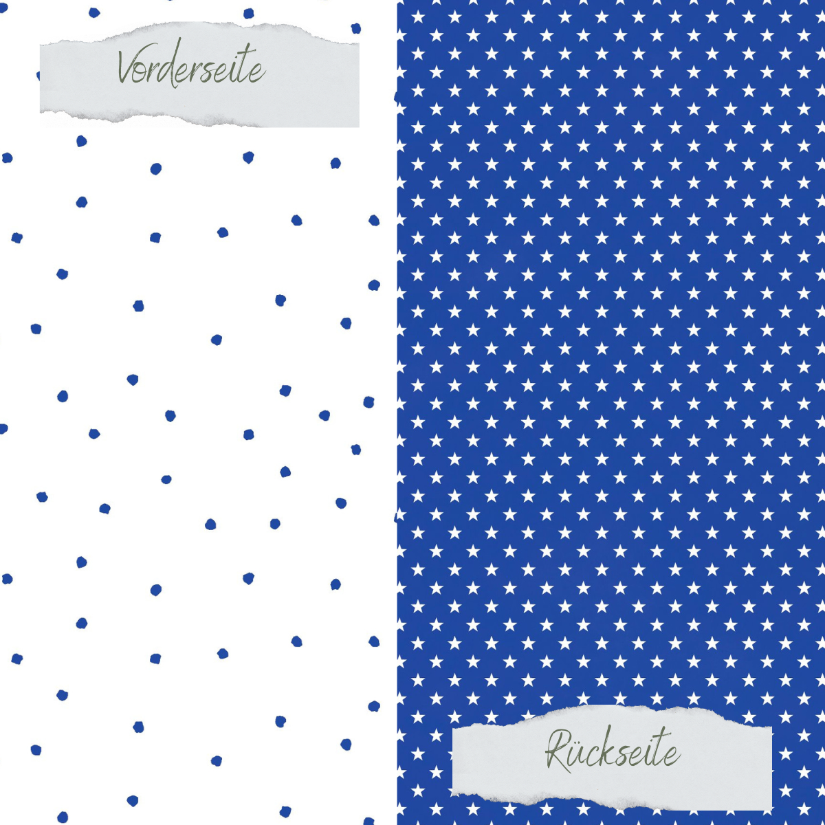 Papel de diseño - Basic - Tintenblau - Tupfen + Sternchen - Doppelseitig bedruckt