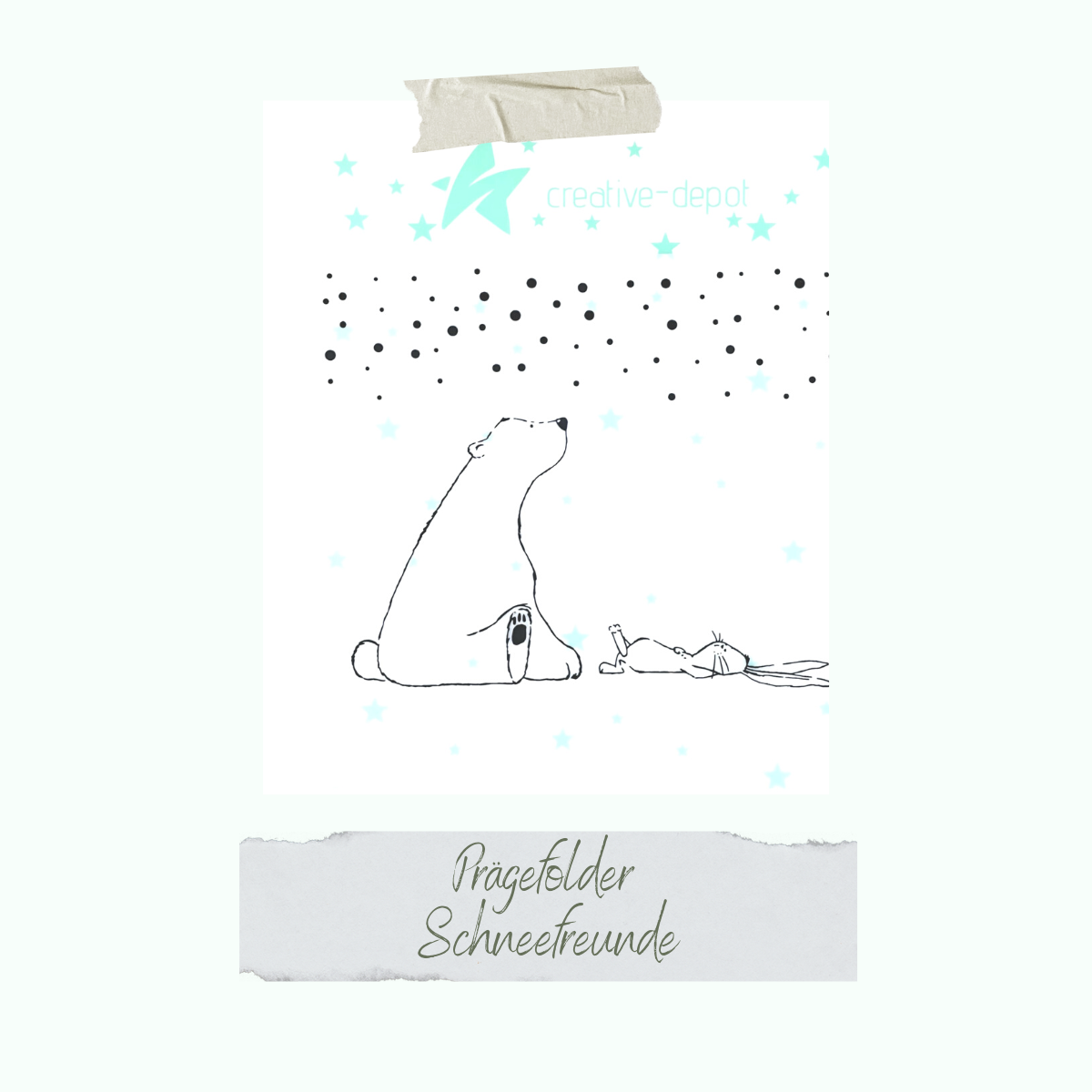 CD-PF-044-Schneefreunde Dépliant de gaufrage - Schneefreunde - 15 x 15 cm