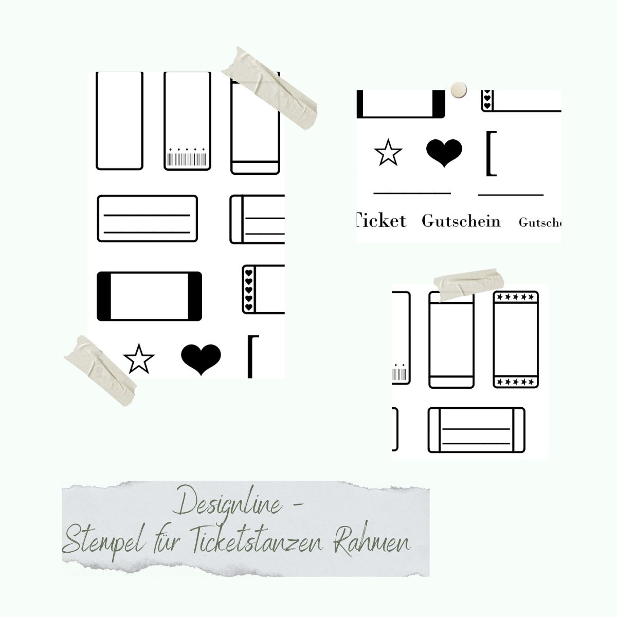 Stamp set - Designline - Stempel für Ticketstanzen Rahmen