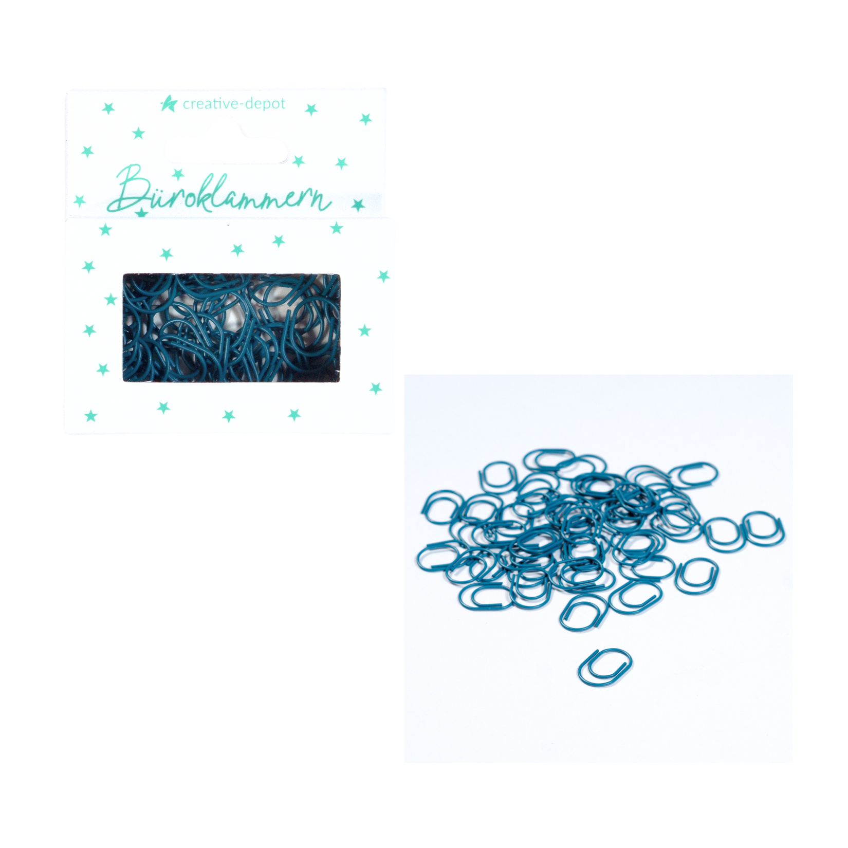 Büroklammer Oval - Pfauenblau - Matt - 50 Stück