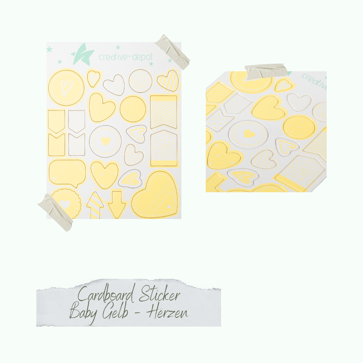 CD-CS-014_Baby-Gelb-Herzen-Cardboard-Sticker Cardboard Sticker - Babygelb - Herzen