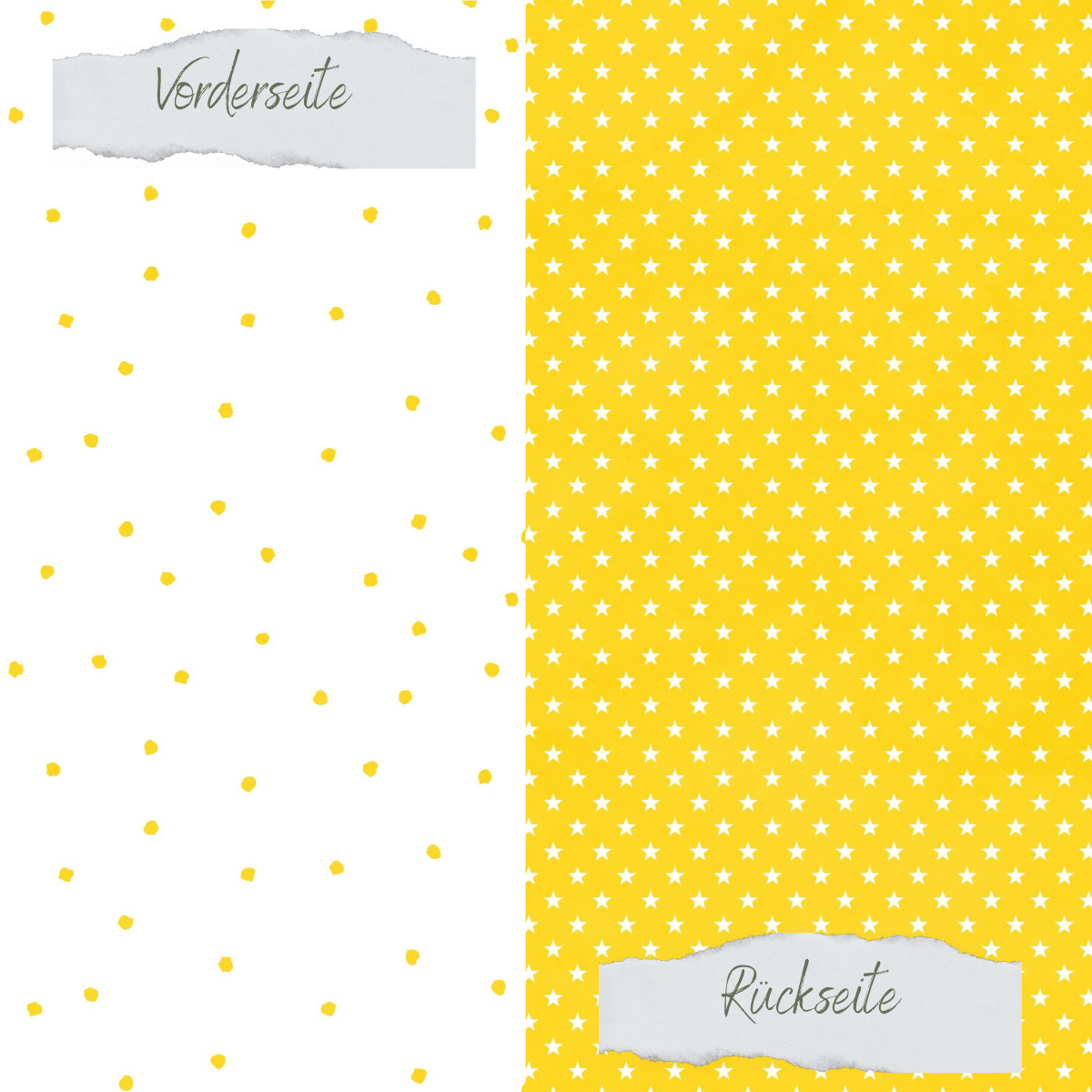 Papel de diseño - Basic - Ostergelb - Tupfen + Sternchen - Doppelseitig bedruckt    Papel de diseño - Basic - Ostergelb - Tupfen + Sternchen - Doppelseitig bedruckt