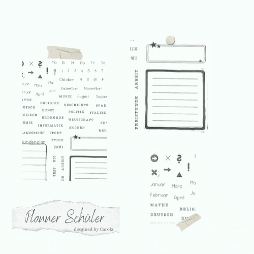 3 Stempelset - Designlinie - Planner - Schüler