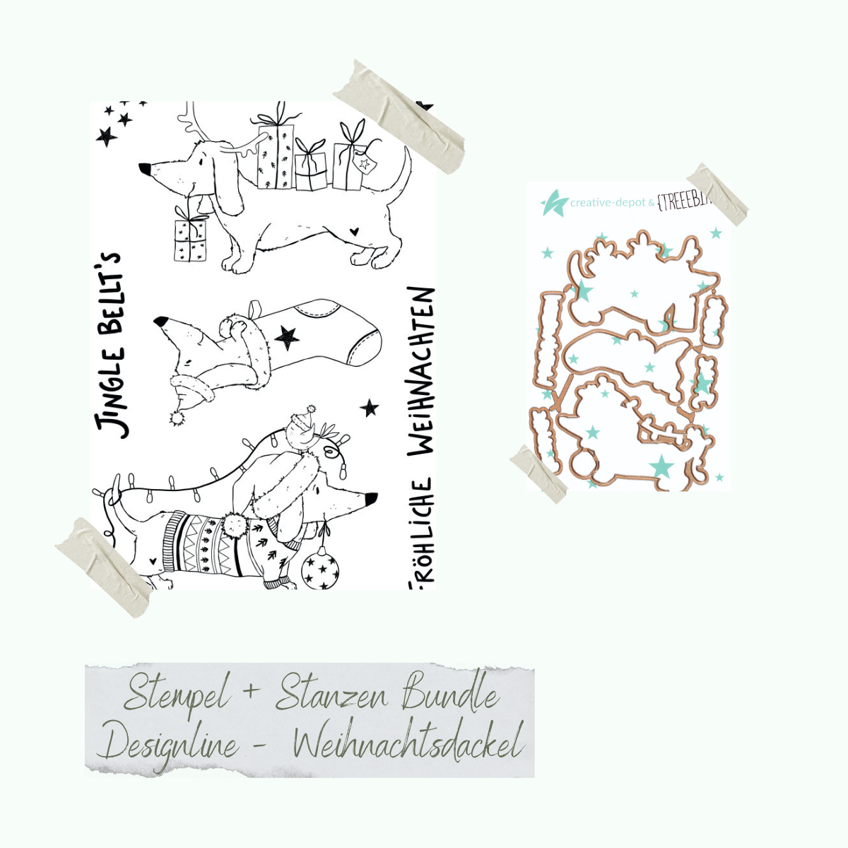 Bundle - Designline - Weihnachtsdackel - Stempelset & Stanzen 