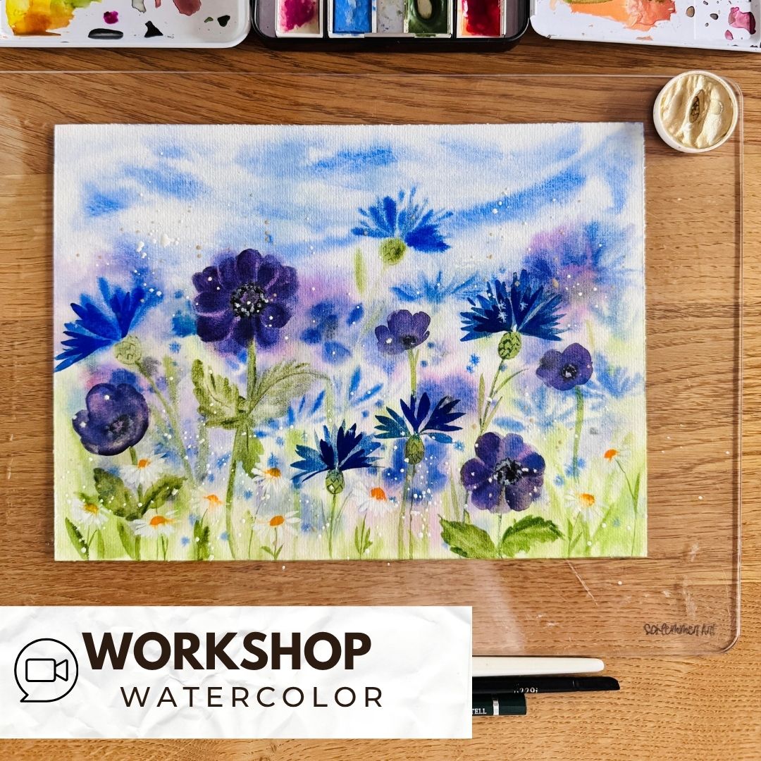 ZOOM Workshop Watercolor sommerliche Blumenwiese