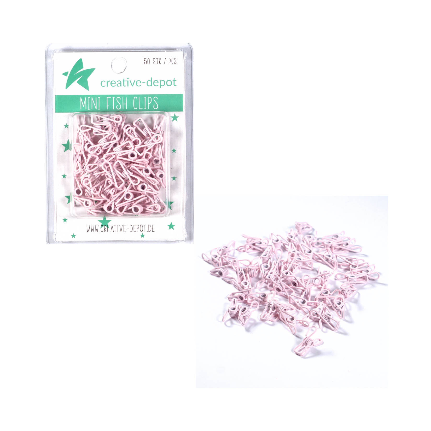 Mini Fish Clip - Babyrosa - Matt - 50 Stück