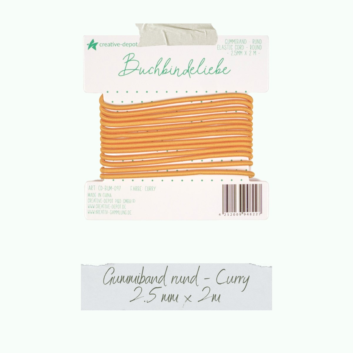 CD-BUM-097_Gummiband-rund-Curry Gummiband - Curry - rund - Buchbindeliebe