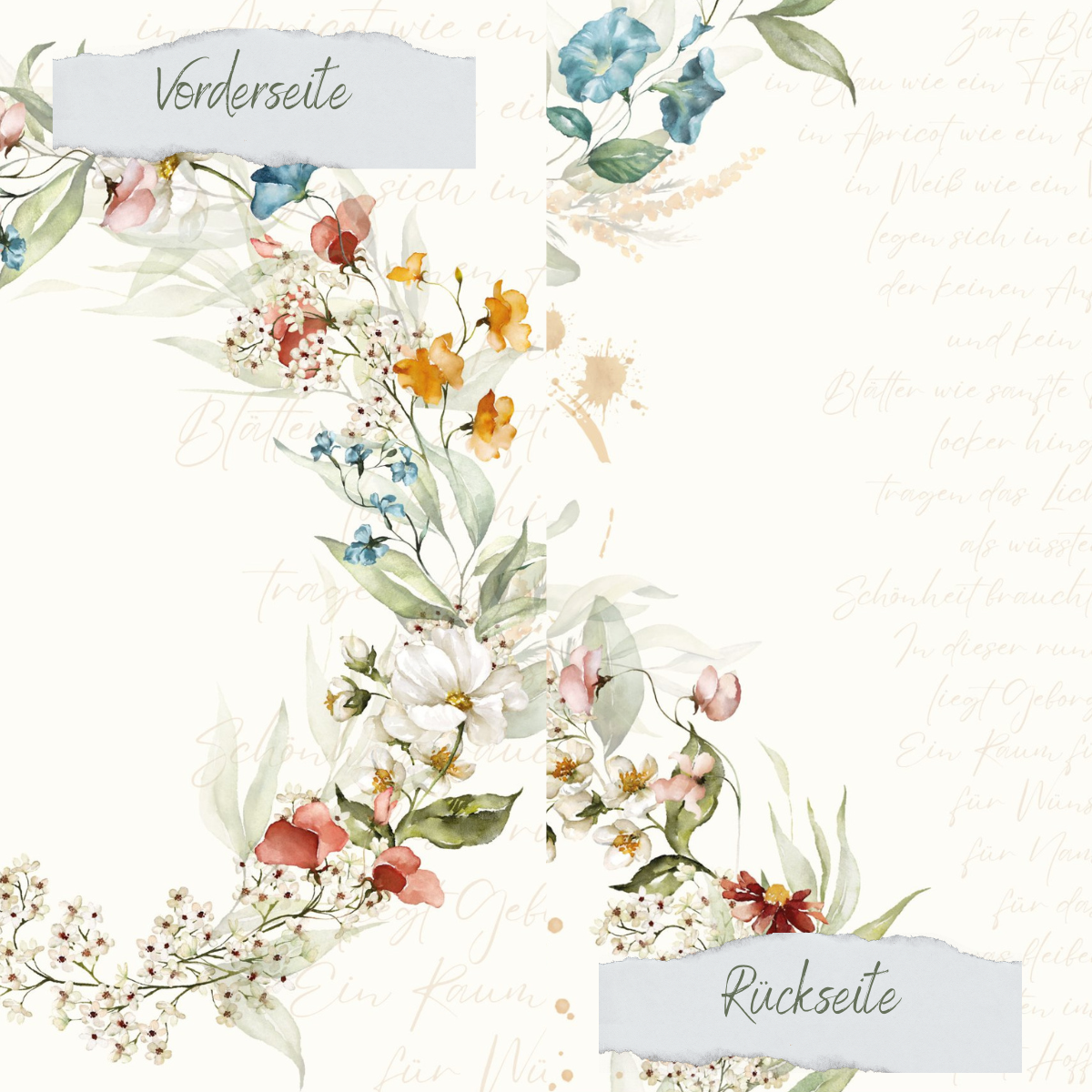 Designpapier - Frühlingskranz - Doppelseitig bedruckt