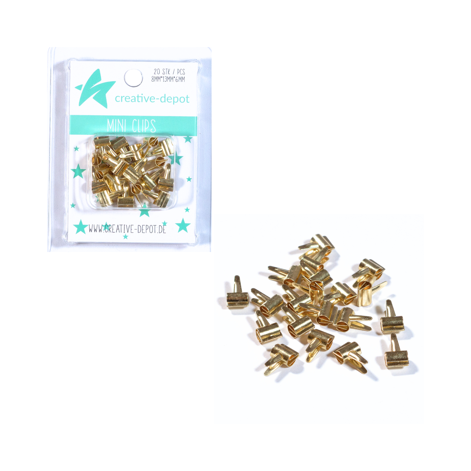 Mini Clip - goldfarbend - 20 Stück